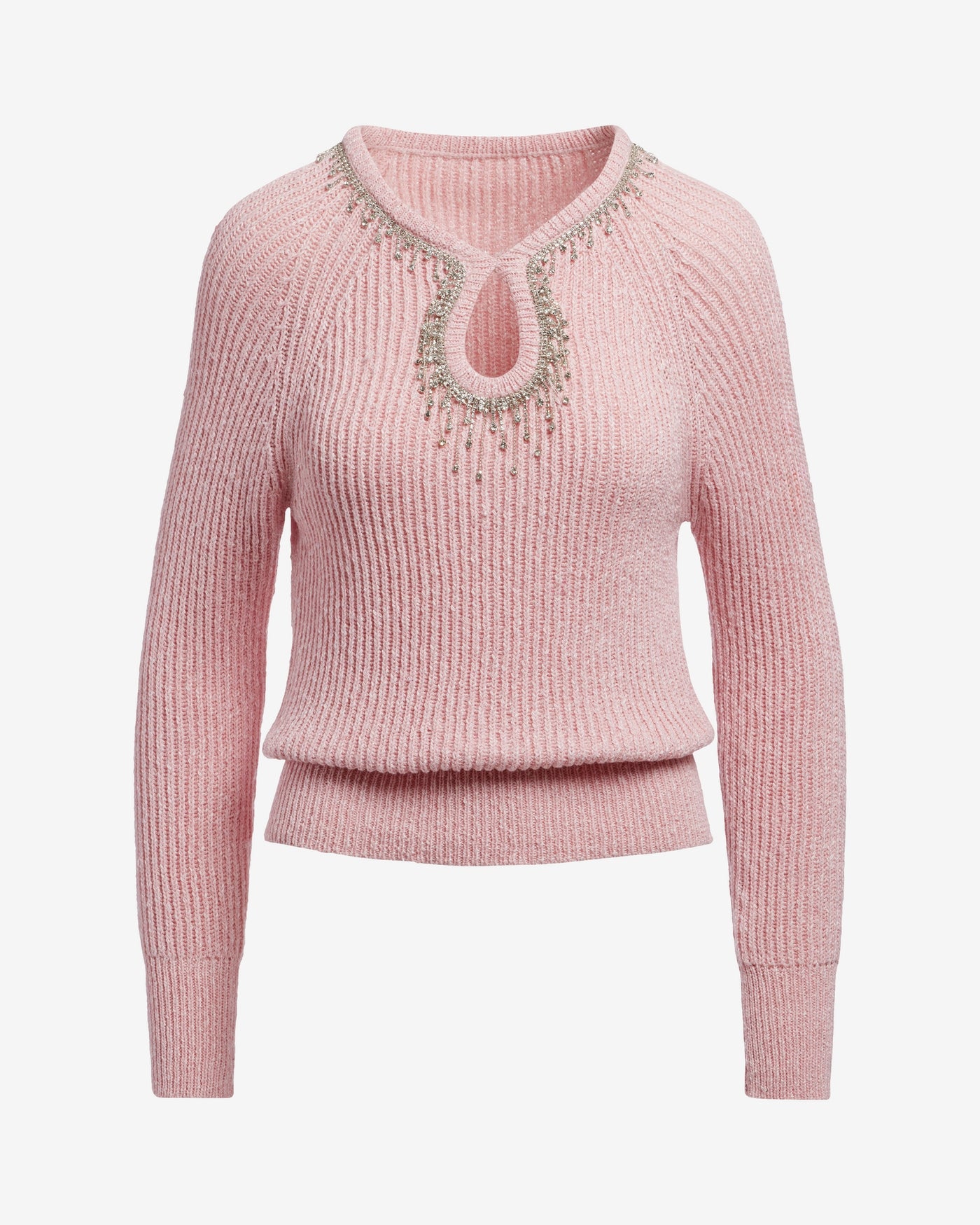 Keyhole Trim Embellished Sweater Bridal Rose