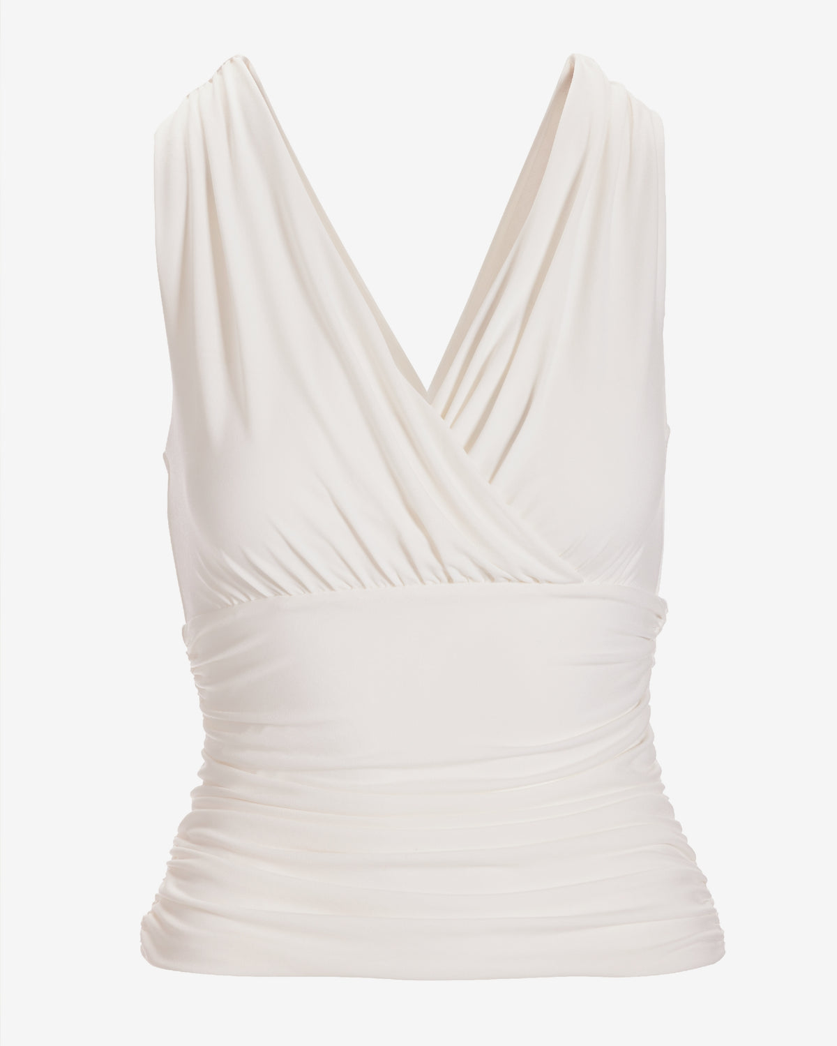 So Chic Surplice Ruched Top Off White