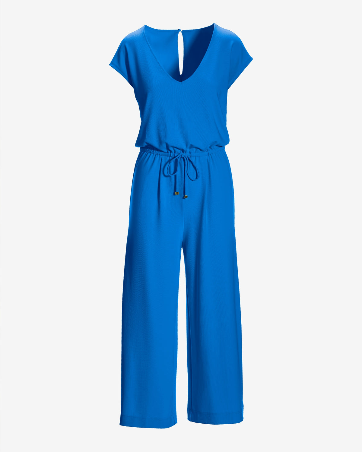 Beyond Travel Crop Drawstring Waist Jumpsuit Indigo Bunting