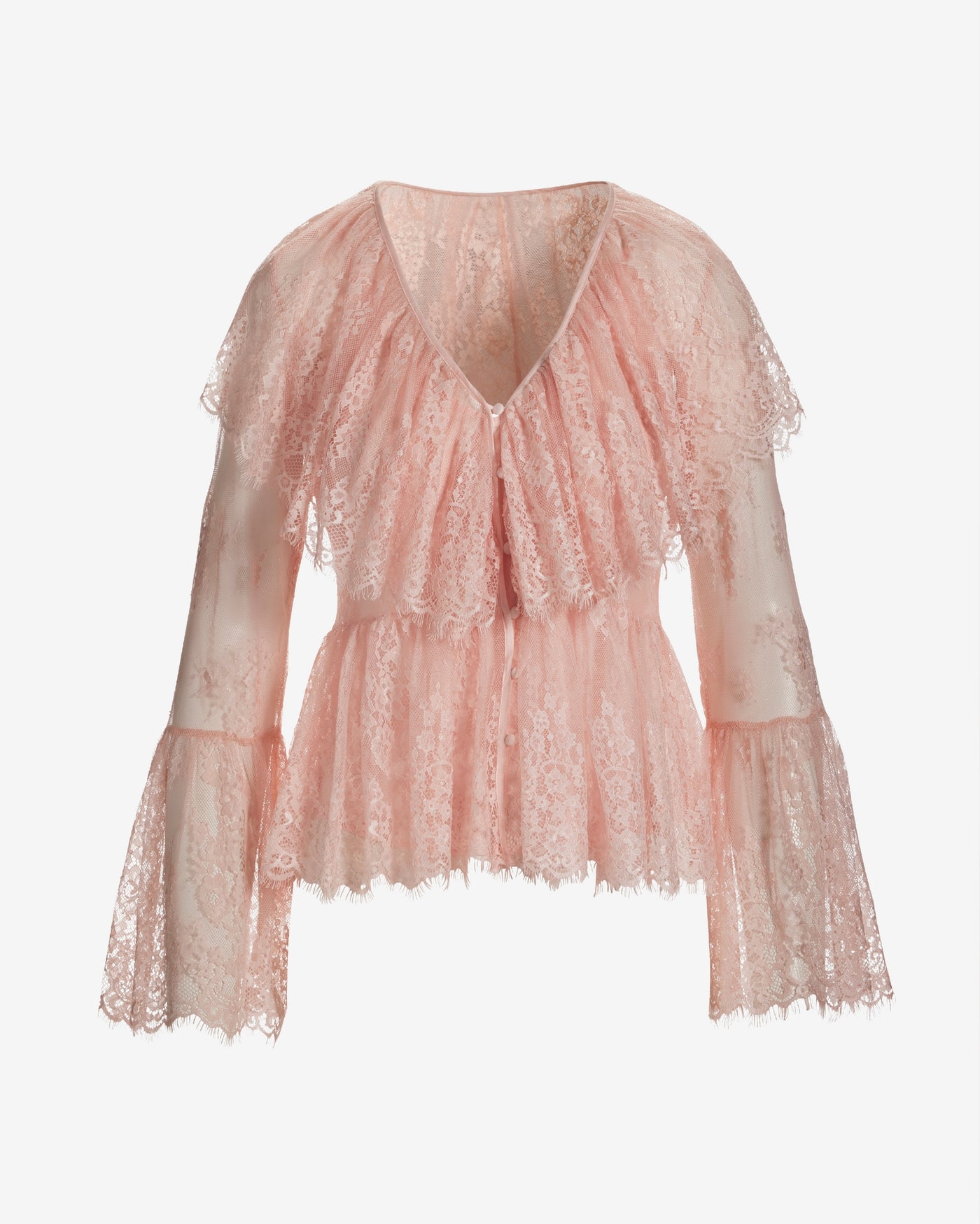 Bohemian Long-Sleeve Lace Blouse Pink