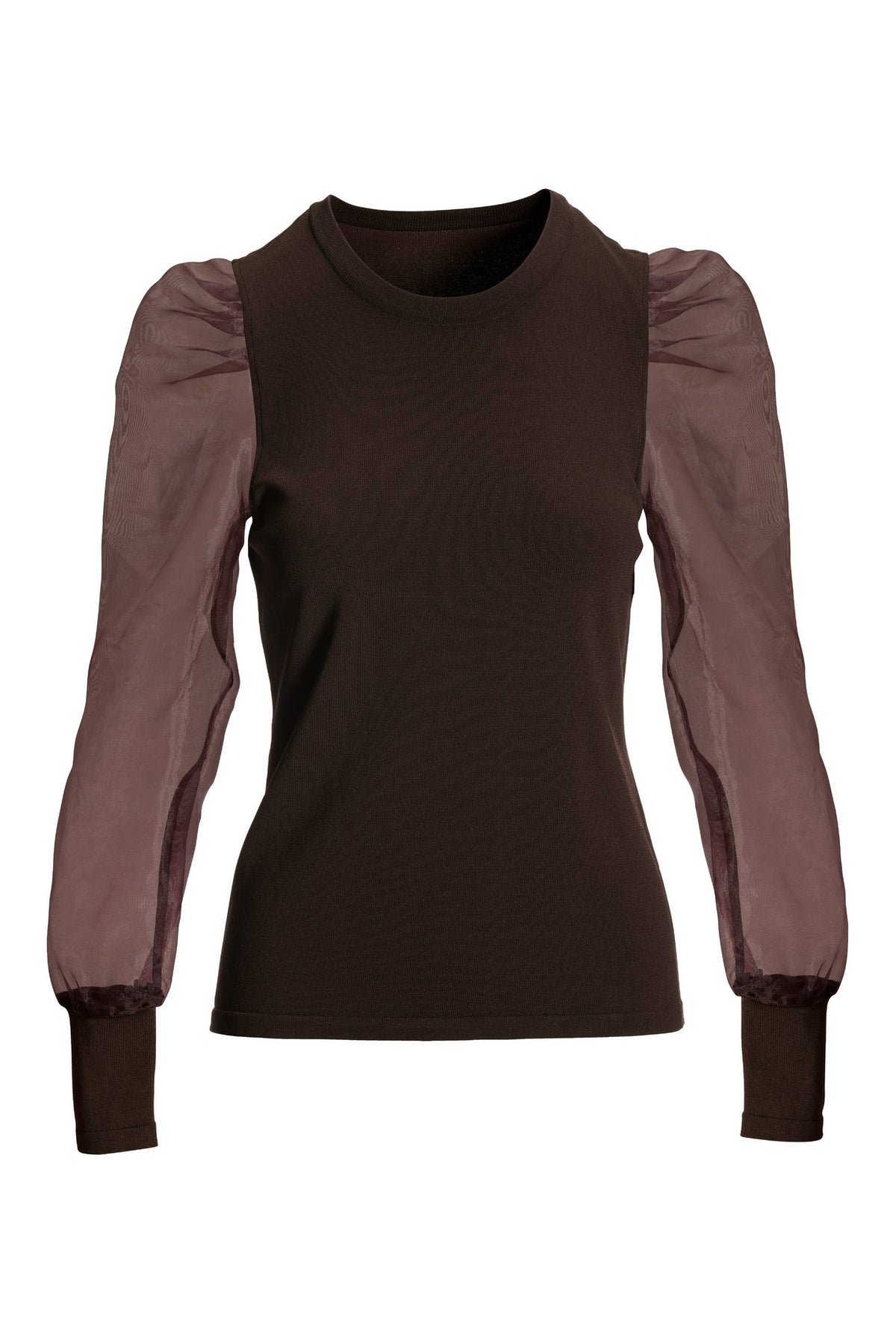 Organza Dramatic Sleeve Sweater Safari Brown