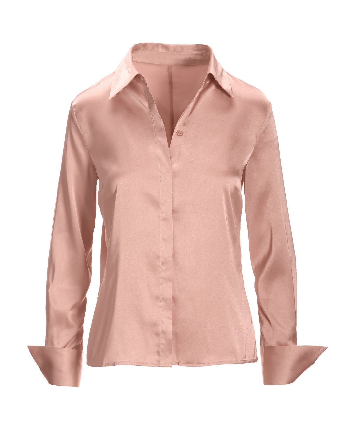 Sophia Button Up Charmeuse Blouse 2AM90 Dusty Rose