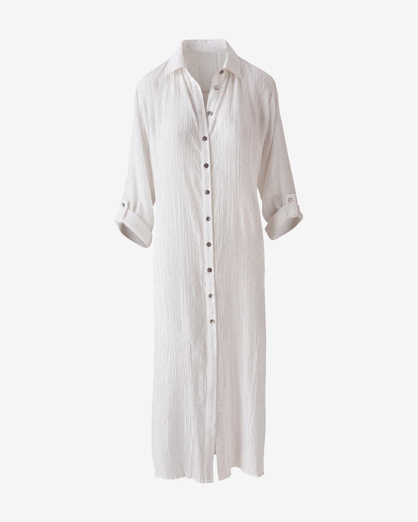 Scattered Rhinestone Embellished Duster White