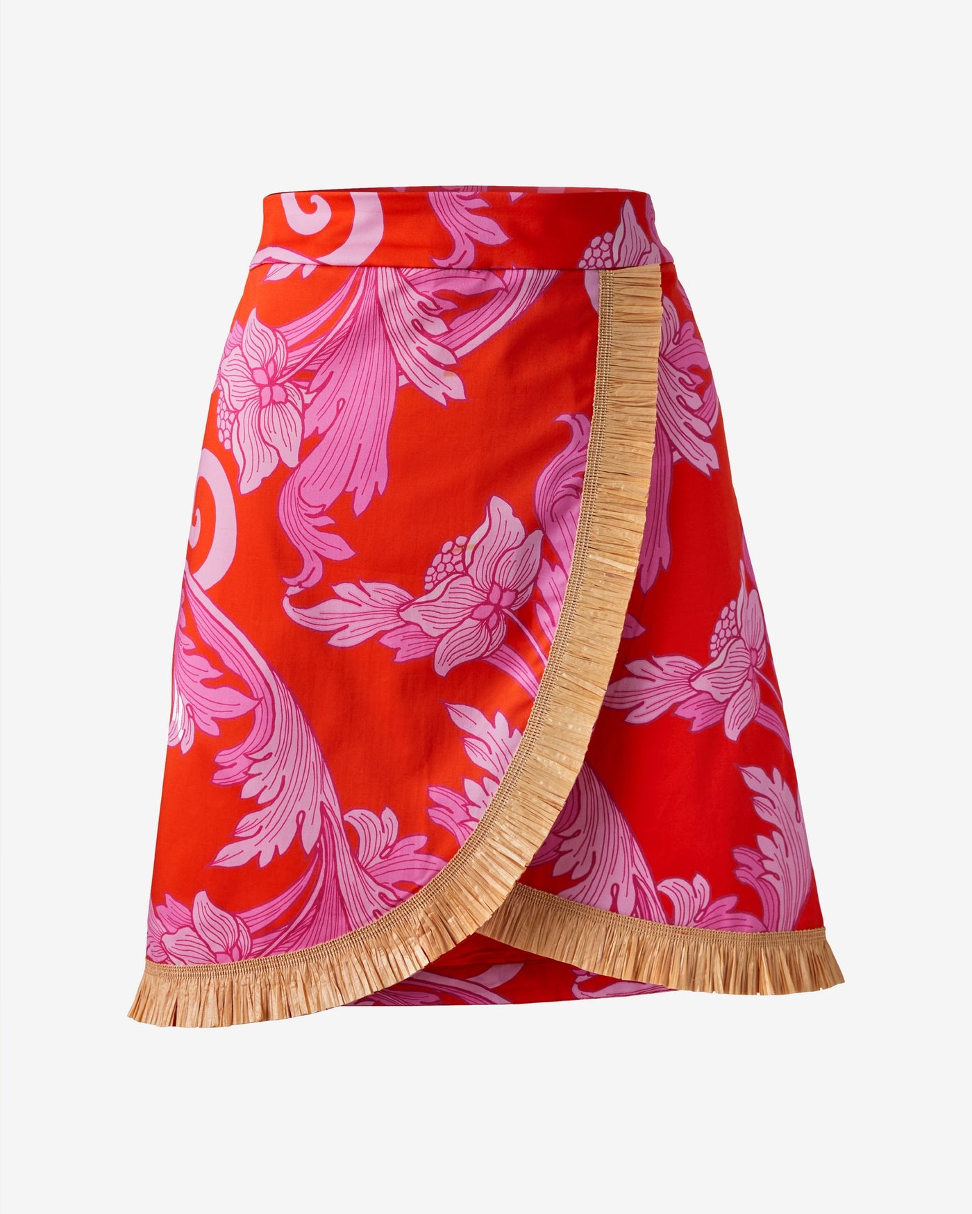 Print Wrap Raffia Skirt Sunset Fleurs