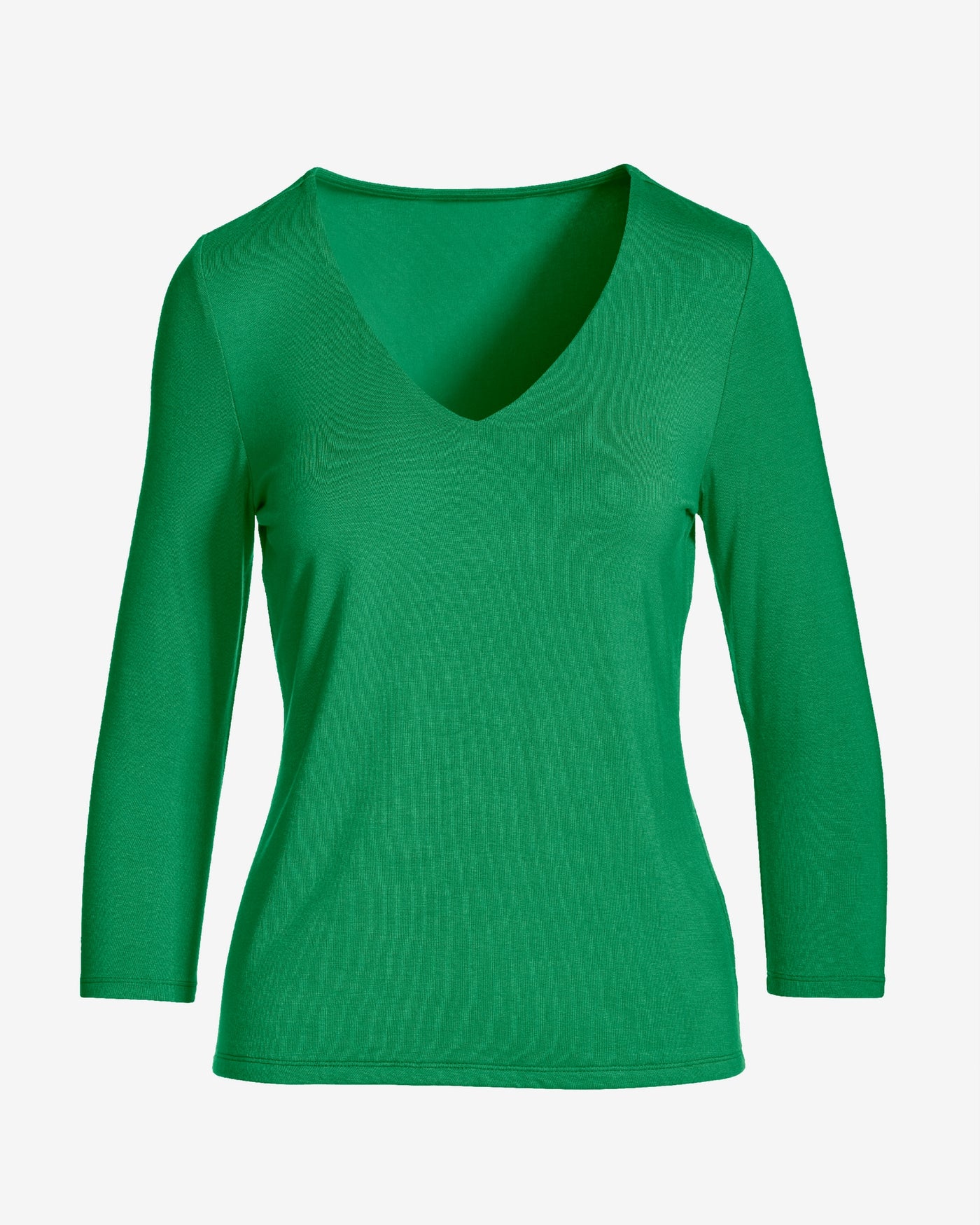 Effortless Three Quarter Sleeve V Neck Monaco Green