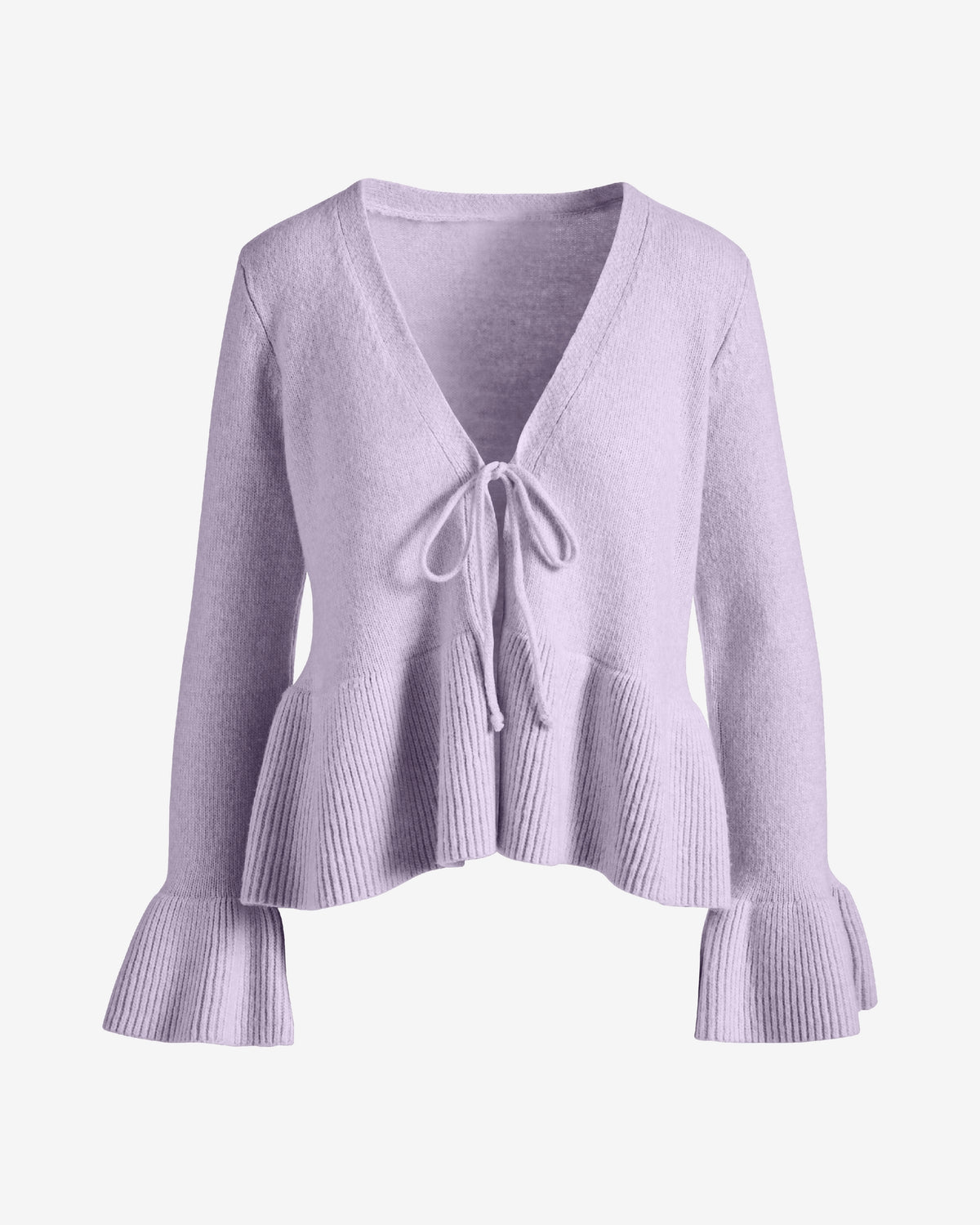 Flare Sleeve Tie Front Cardigan Pastel Lilac