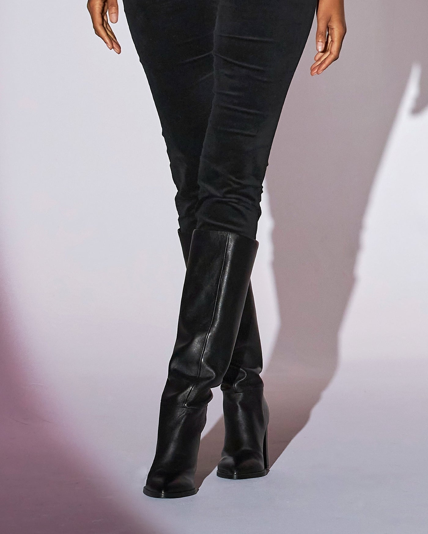 Tall Faux Leather Boot Black