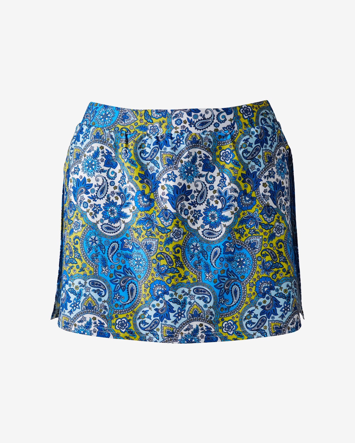 Pickletini x Boston Proper Paisley Pop Performance Side Slit Skirt Blue Paisley