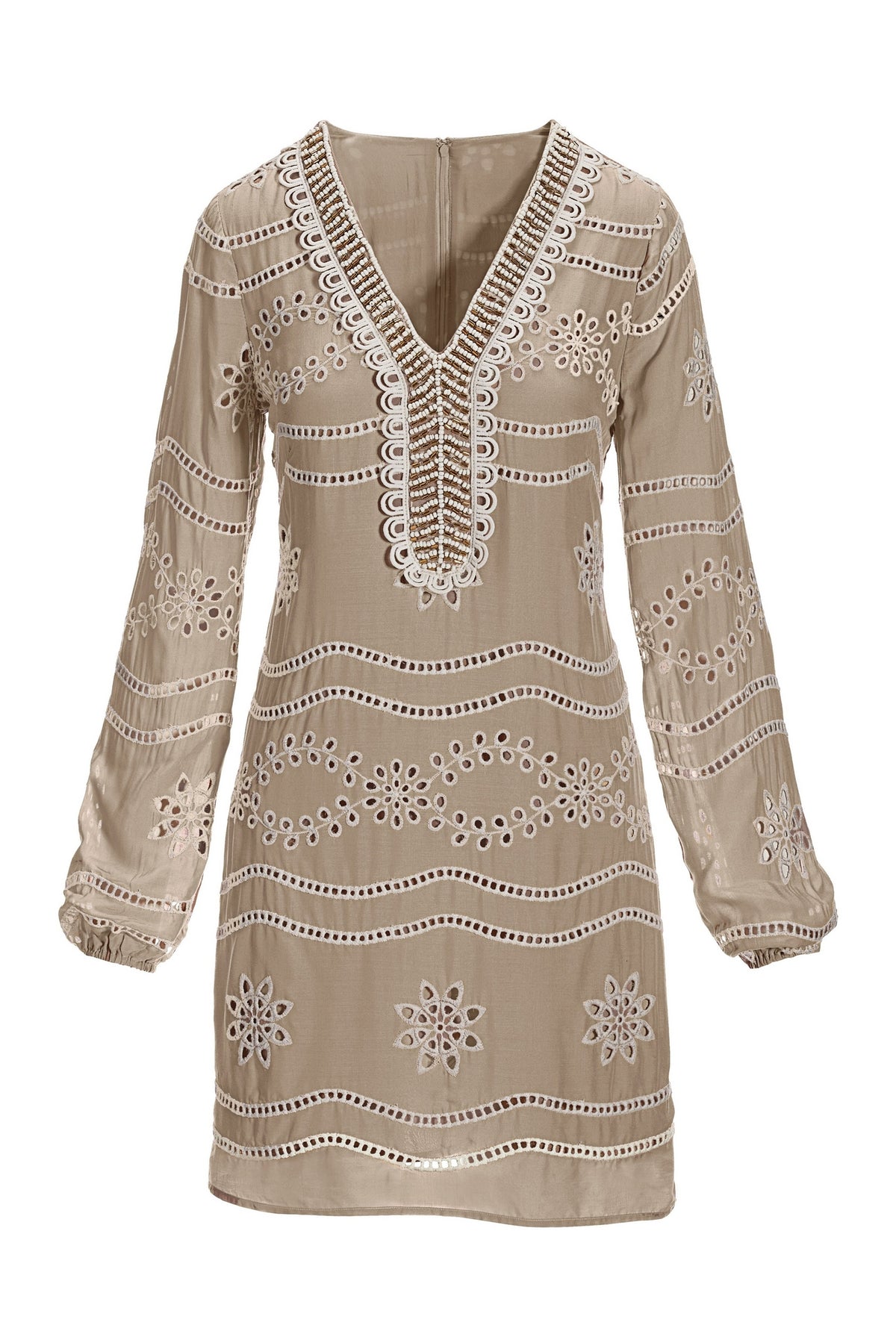 Embellished Lace Tunic Dress Sesame