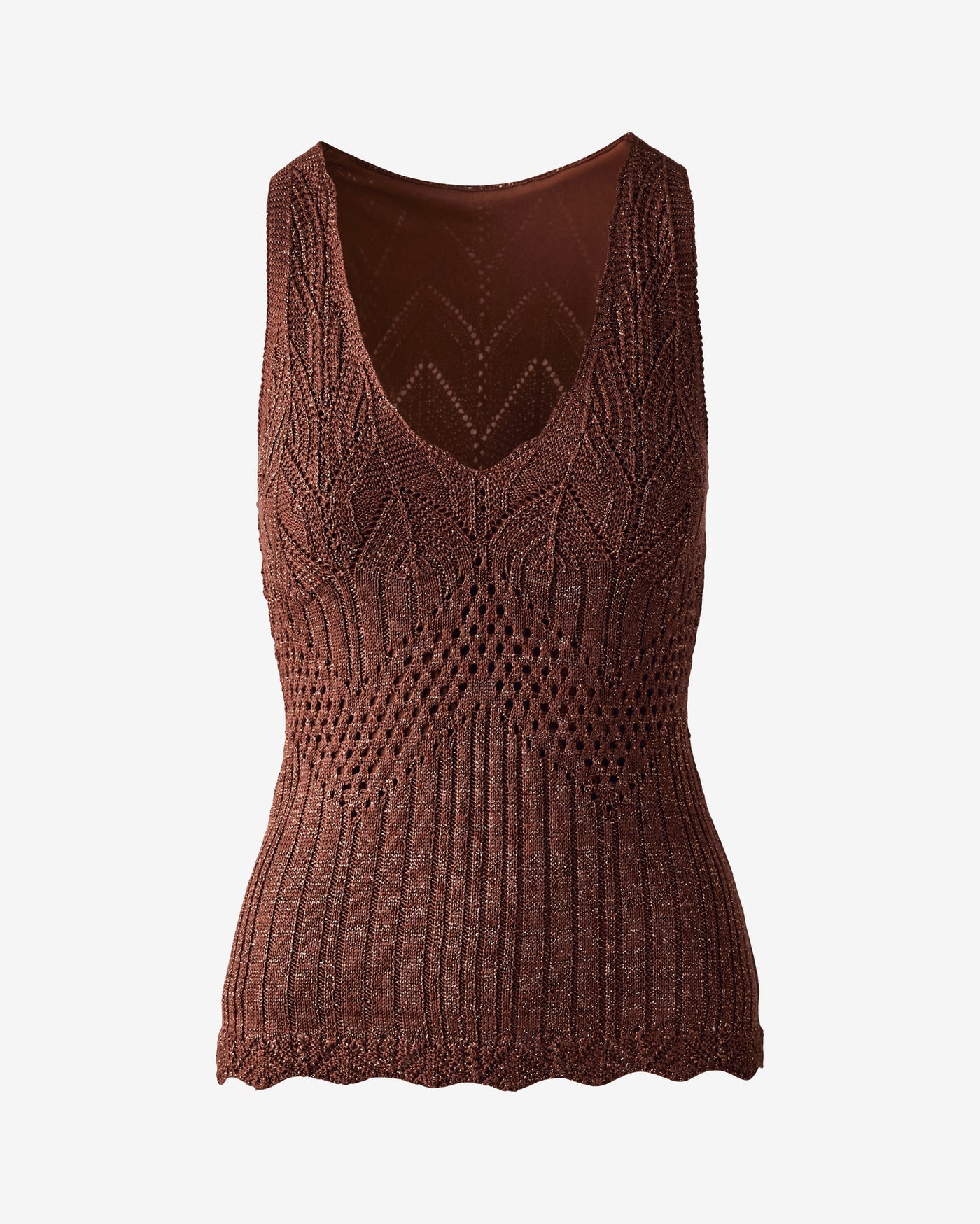 Metallic Crochet Tank Bronze