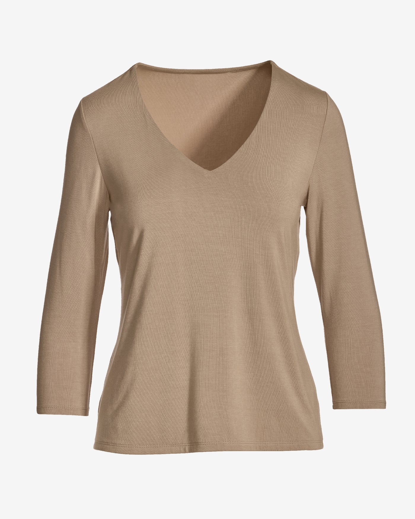Effortless Three Quarter Sleeve V Neck Sesame