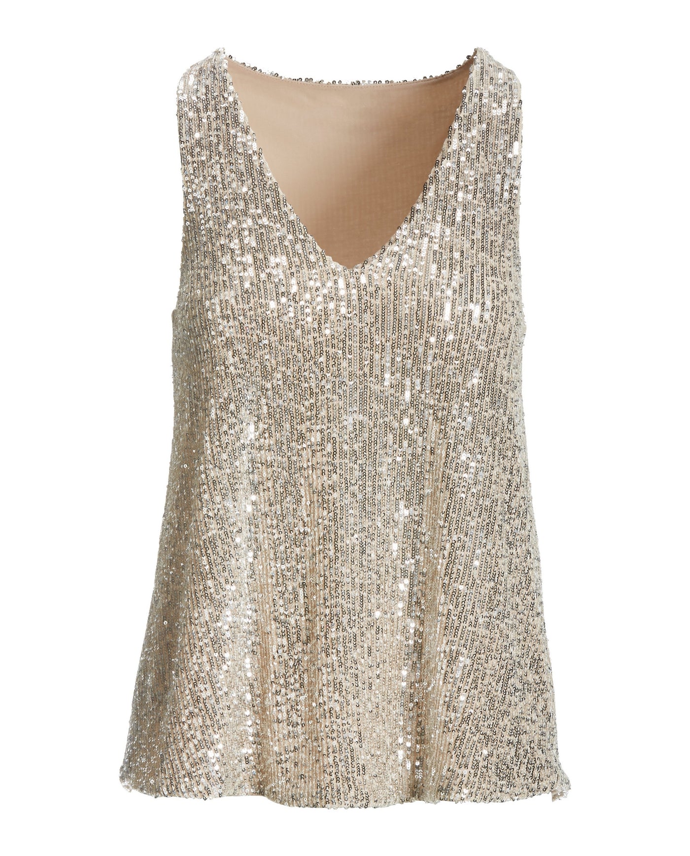Sequin Knit Tank Top Champagne