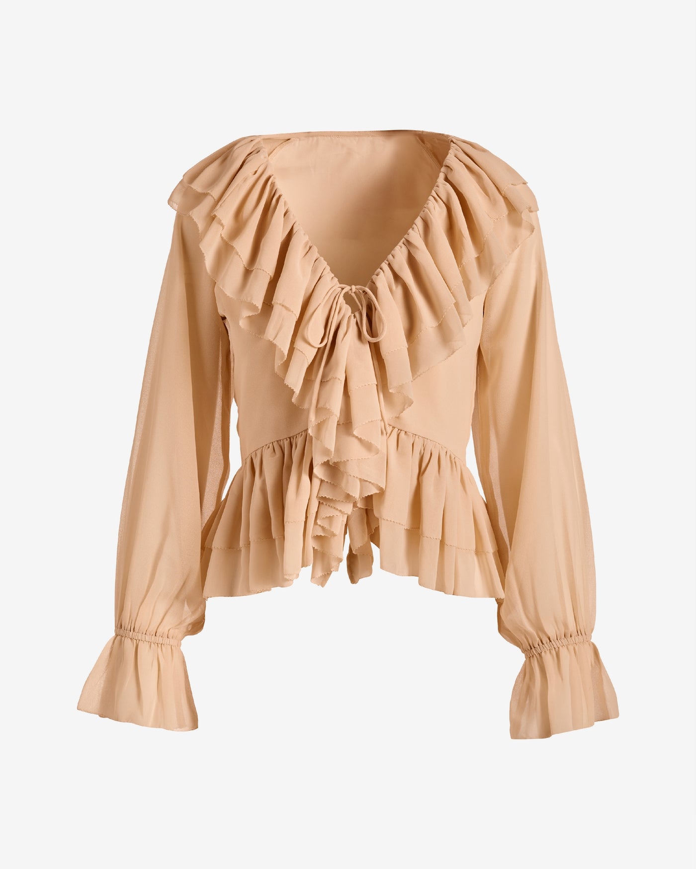 Ruffle Peplum Blouse Cappuccino