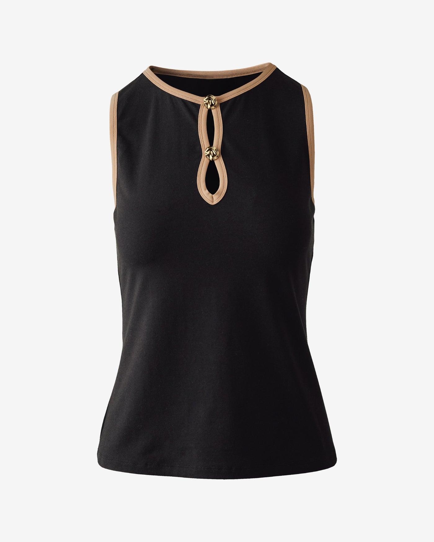 So Sexy Color Block Tank With Button Detail Black