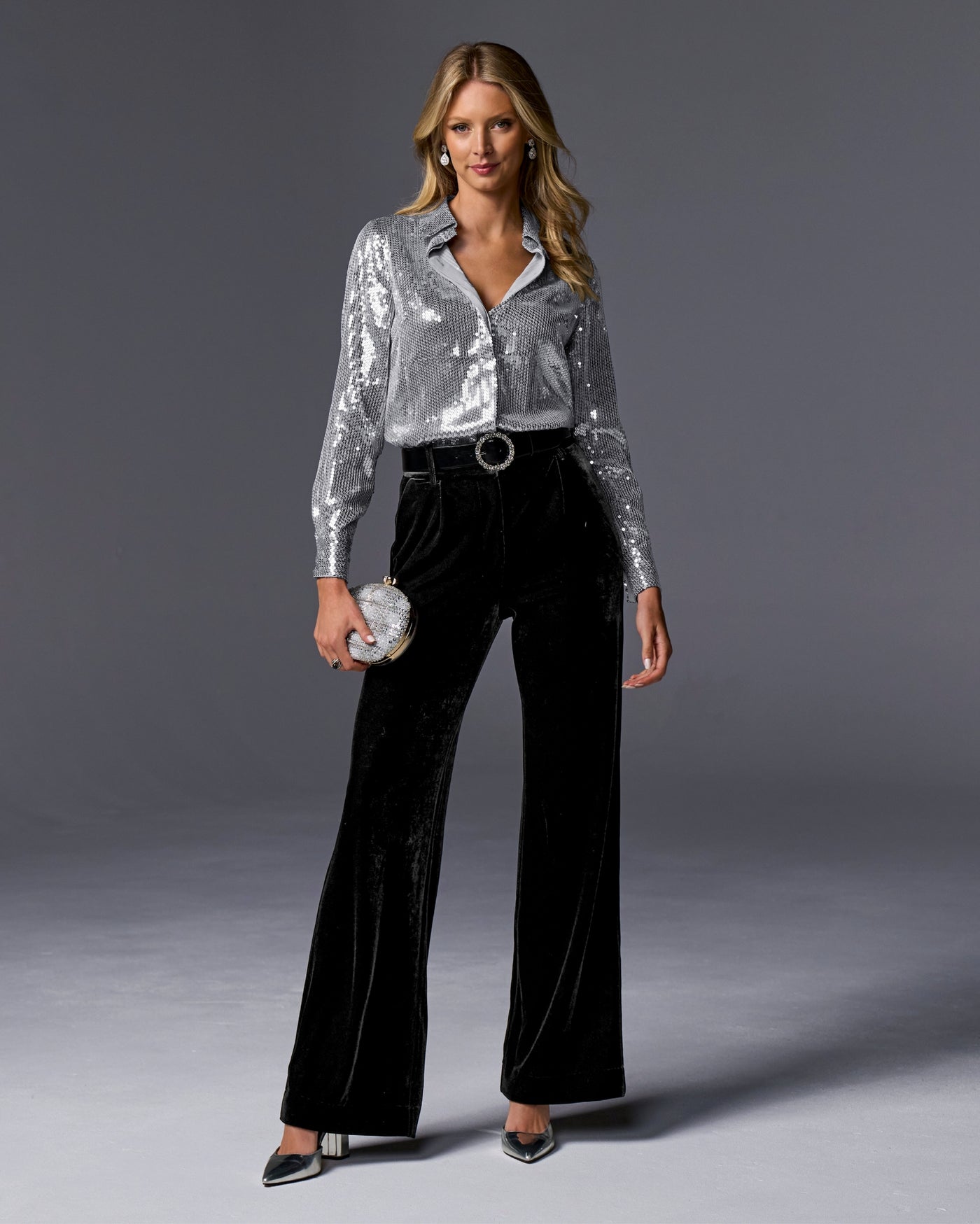 Crystal Gem Embellished Buckle Belt Black