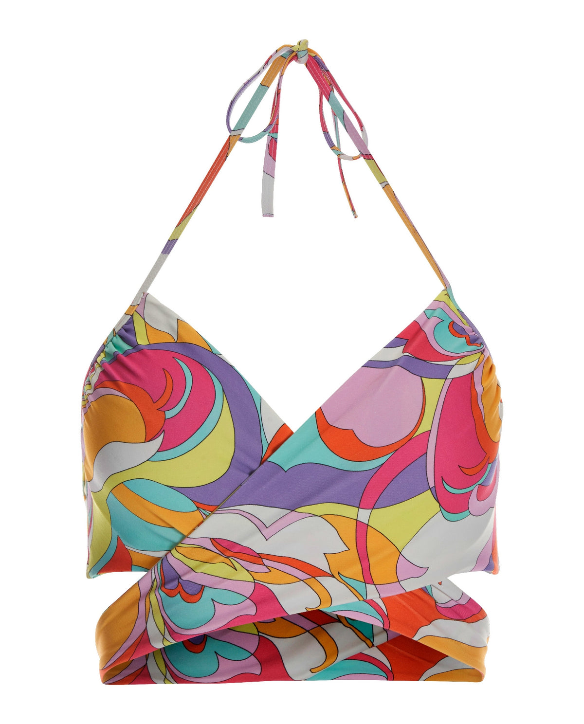 SWIM SENSE SUNSET WAVES PRINTED UNDERWIRE WRAP BIKINI TOP Multi