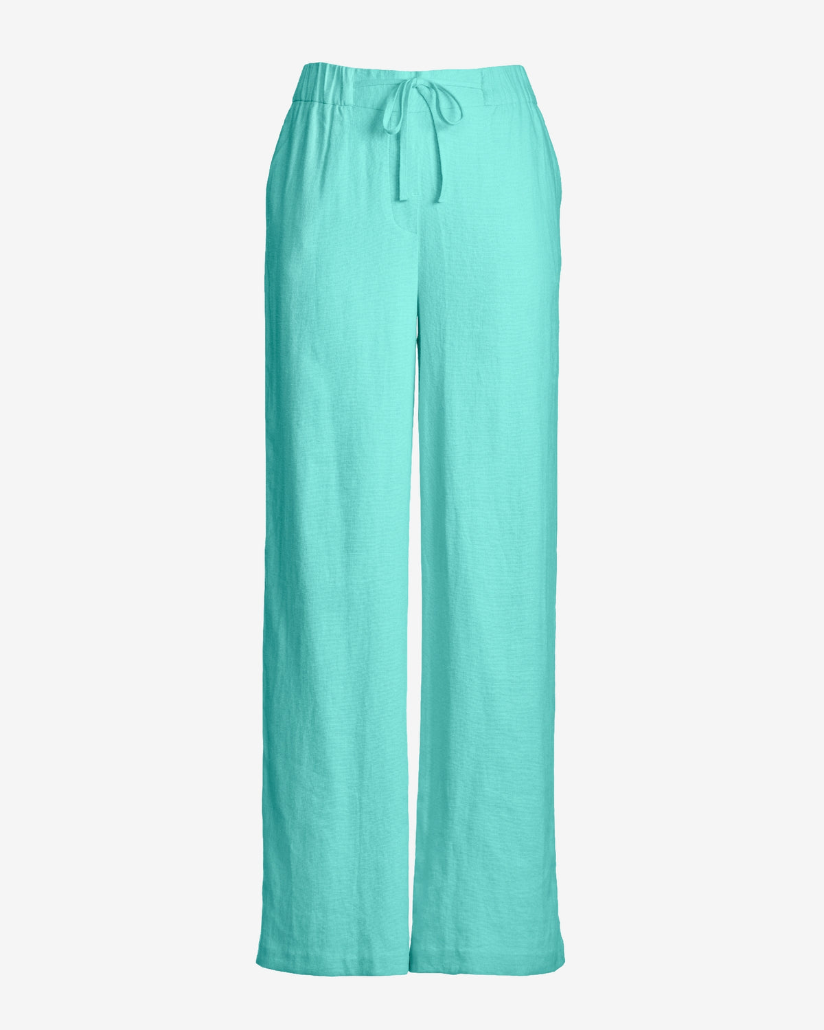 Malibu Wide Leg Drawstring Linen Pant Aqua Splash
