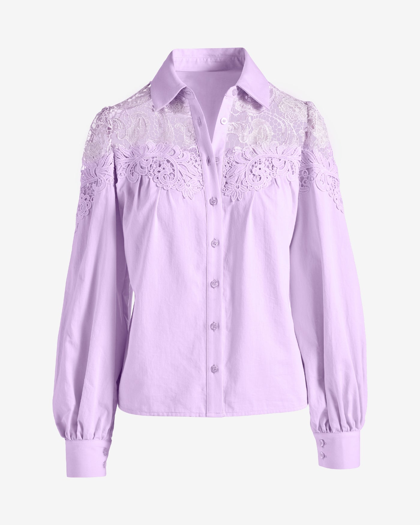 Lace Button Up Shirt Pastel Lilac