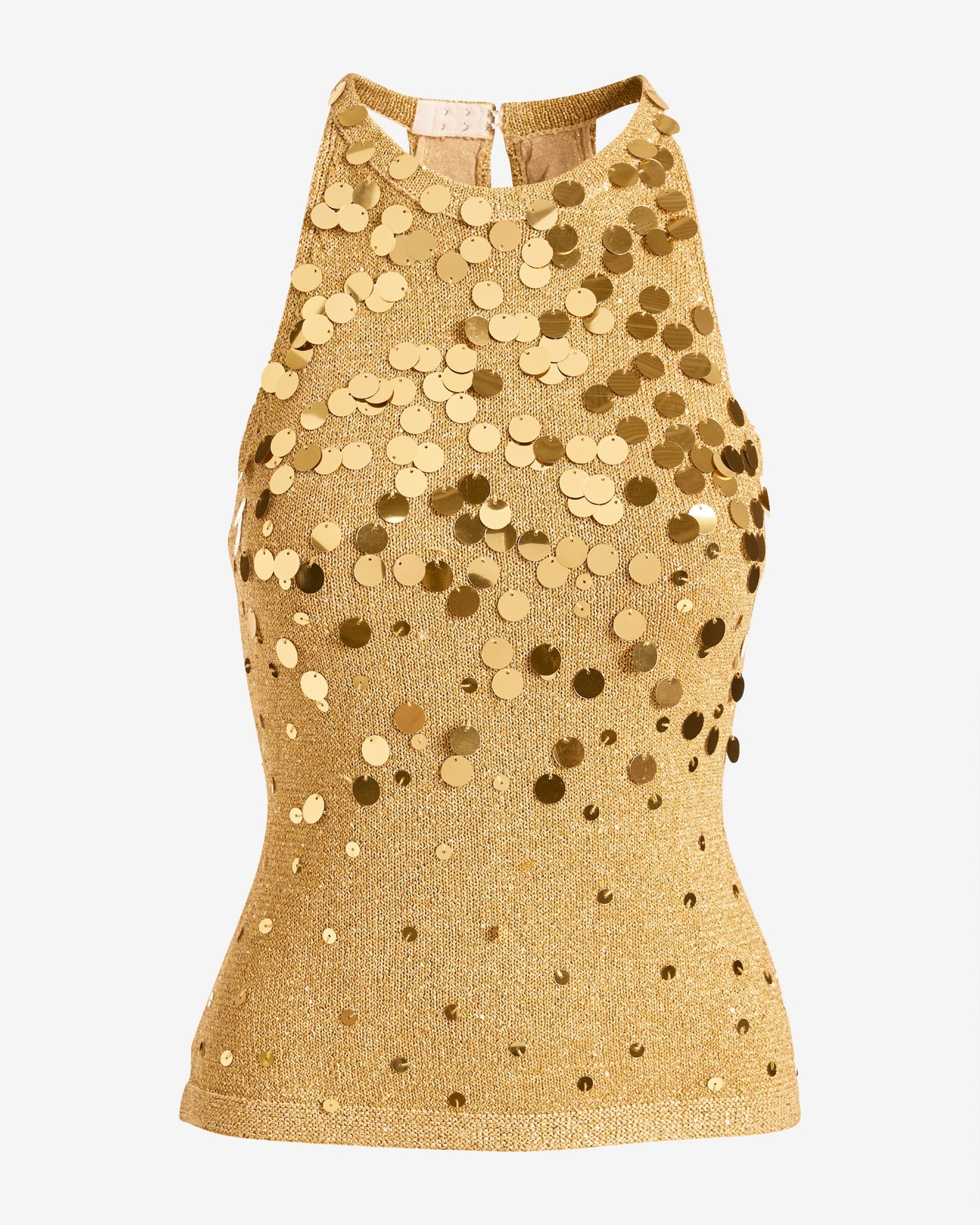 Sequin High Neck Tank Gold
