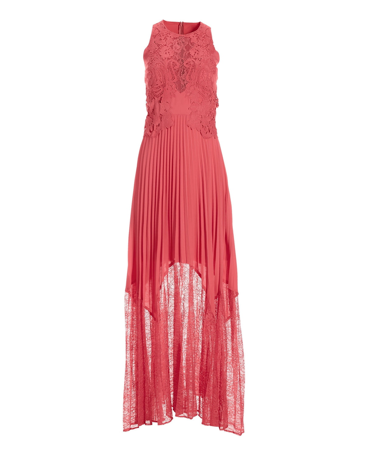 Lace Pleated Occasion Maxi Dress Peach