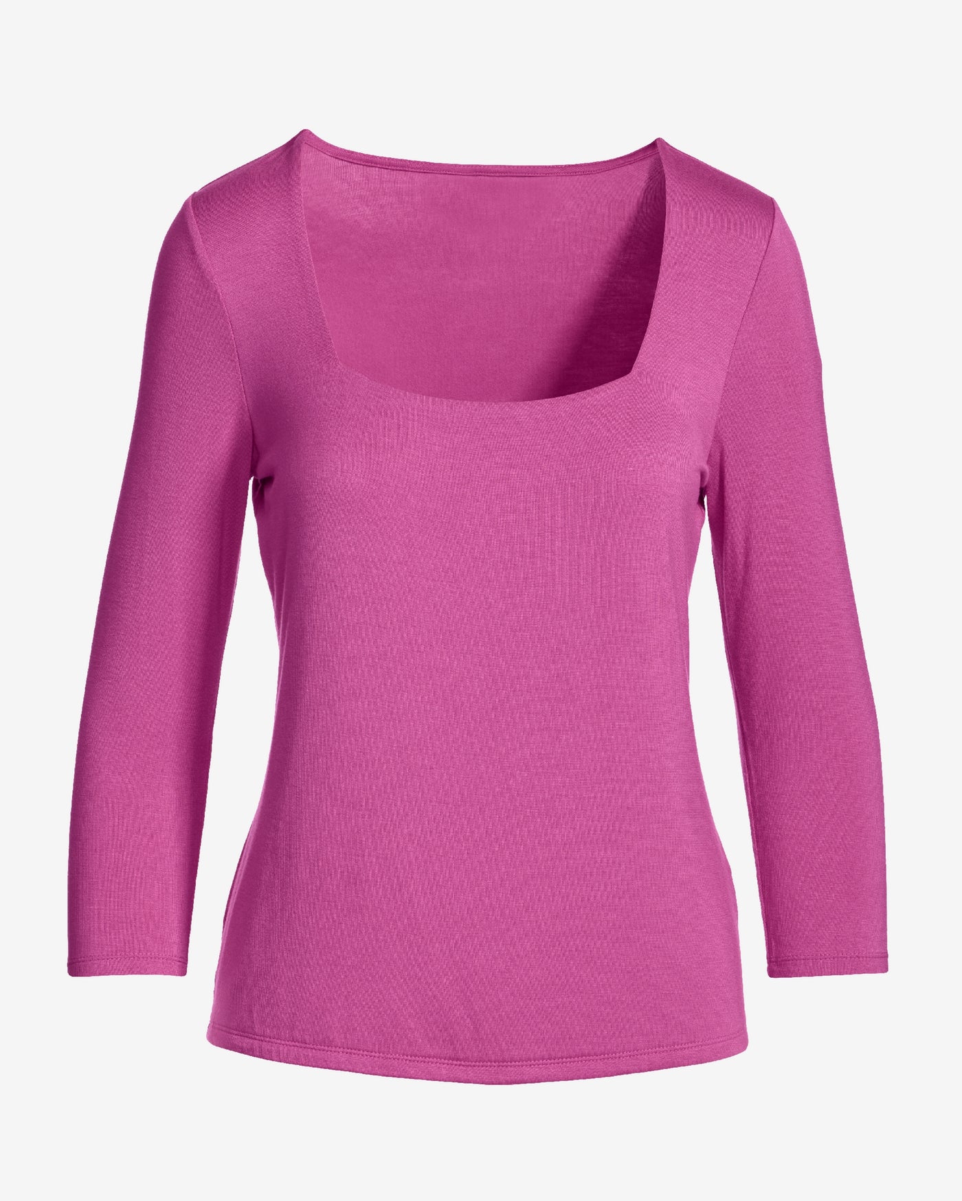 So Effortless Square Neck Three Quarter Sleeve Top Phlox Pink