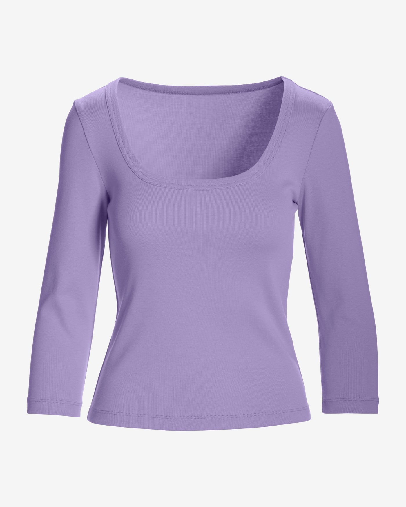 Cotton Scoop Neck Three Quarter Sleeve Top Lavendula