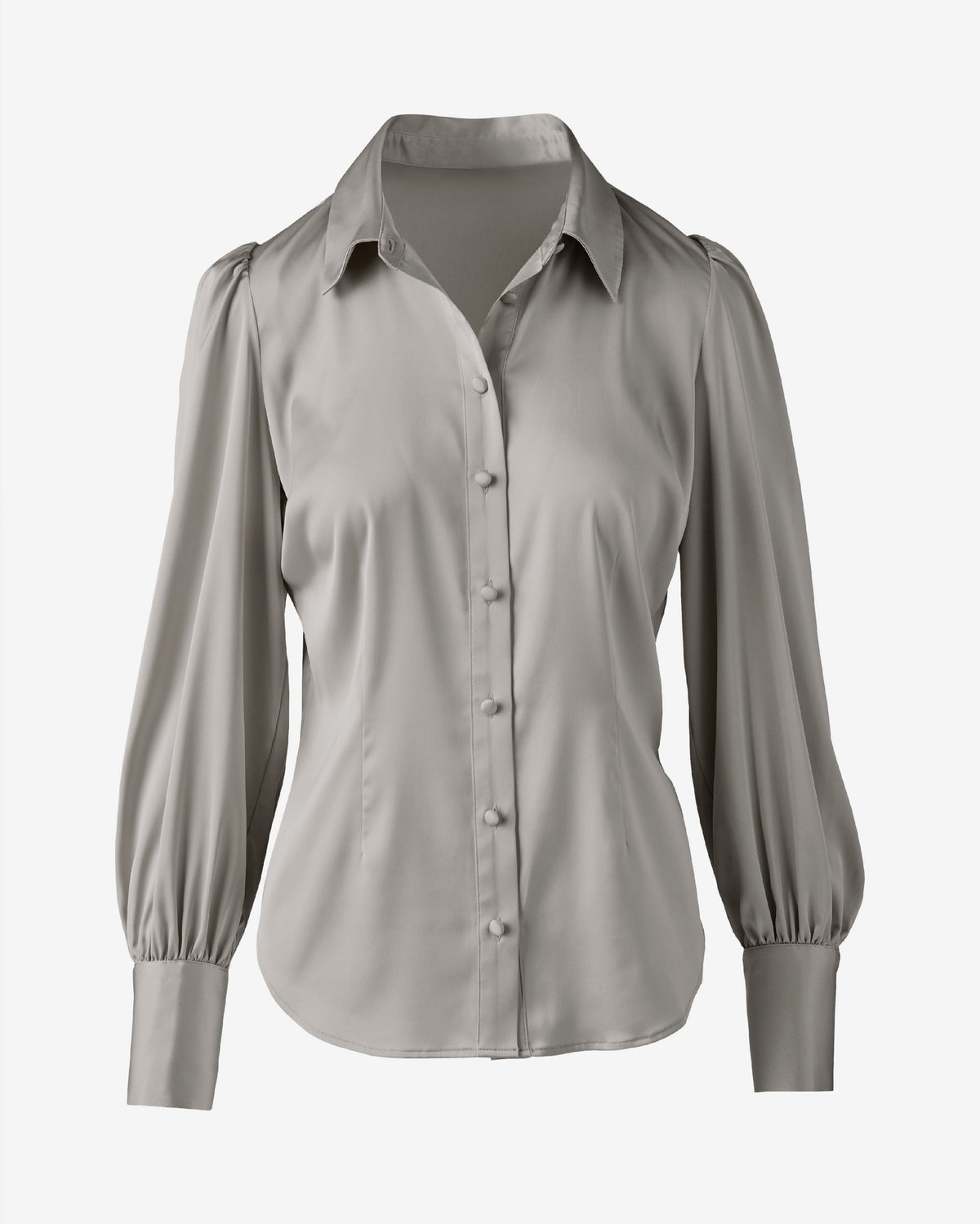 Victoria Charmeuse Chic Drama Sleeve Shirt Gray