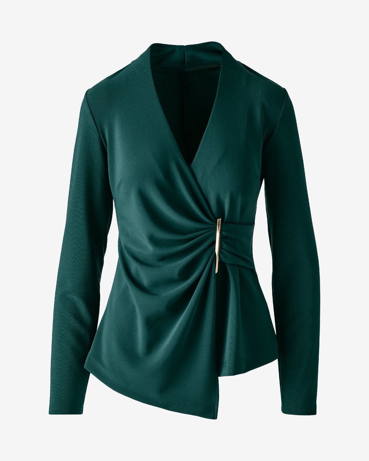 Beyond Travel Long Sleeve Wrap Top with Trim Hunt Club