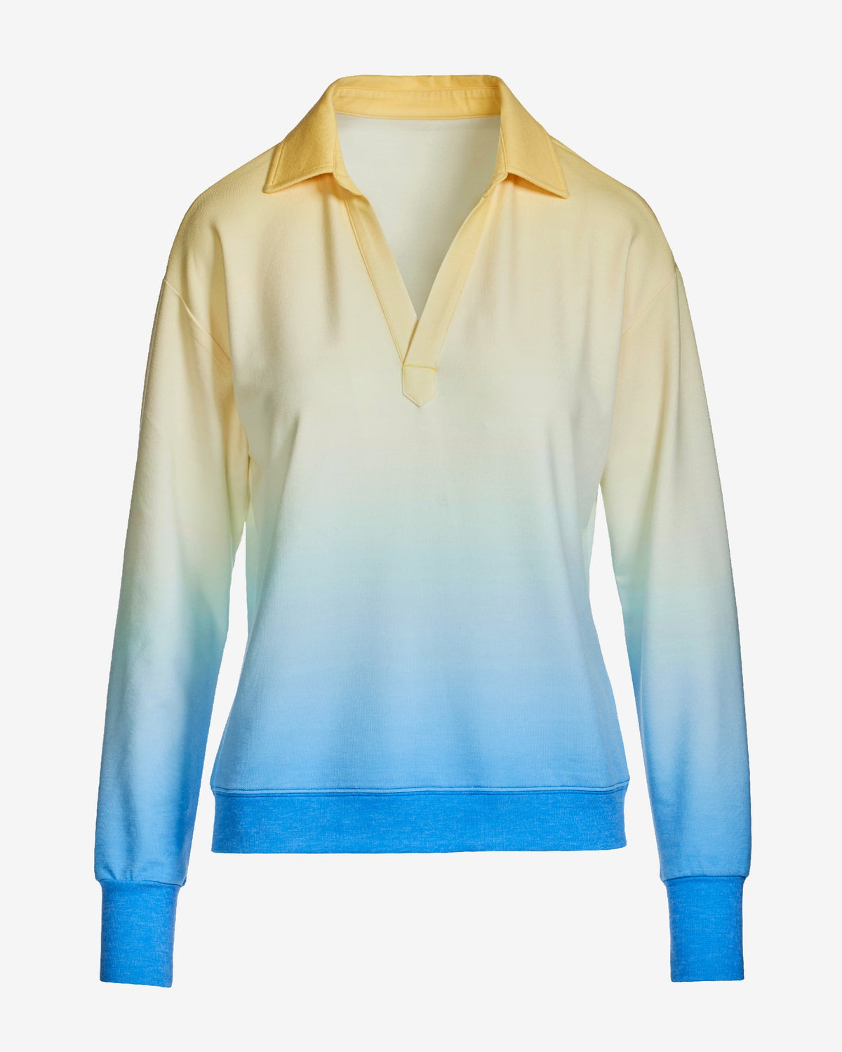 Ombre Lounge Collared Sweatshirt Blue/Yellow