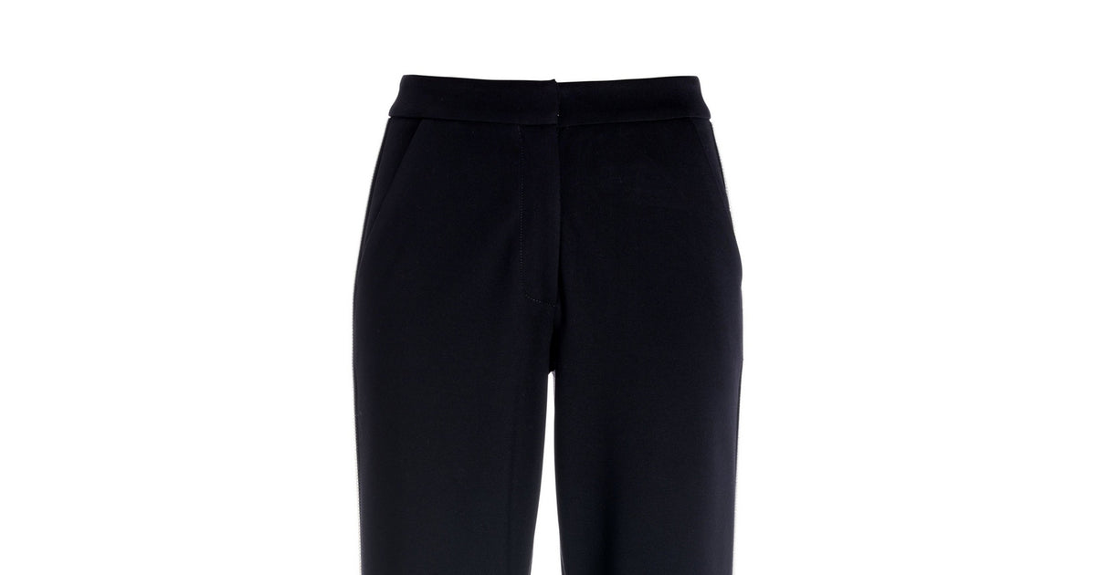 Crystal Shimmer Trim Ponte Trouser Pant - Black/Silver & Boston Proper
