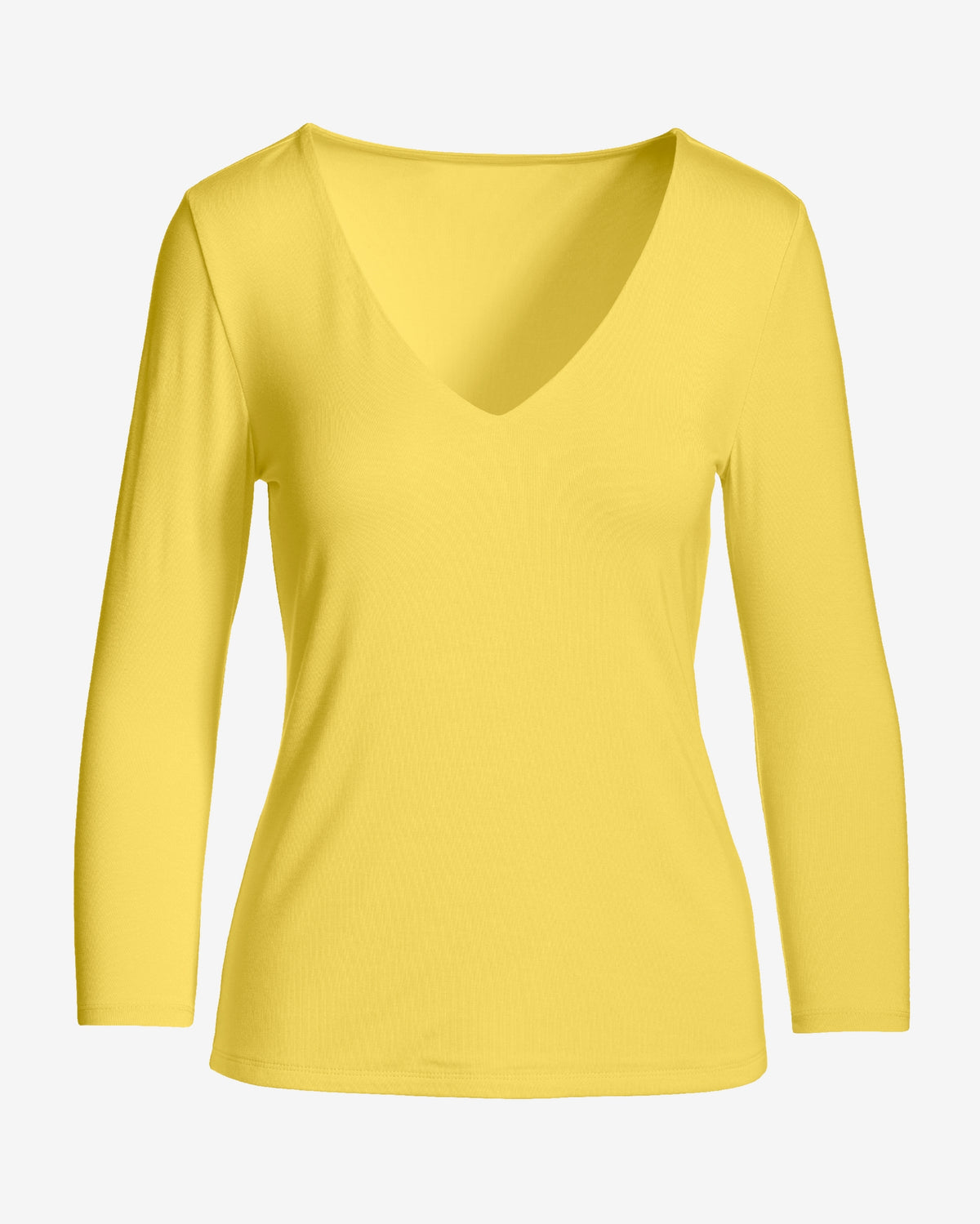 Effortless Three Quarter Sleeve V Neck Lemon Drop