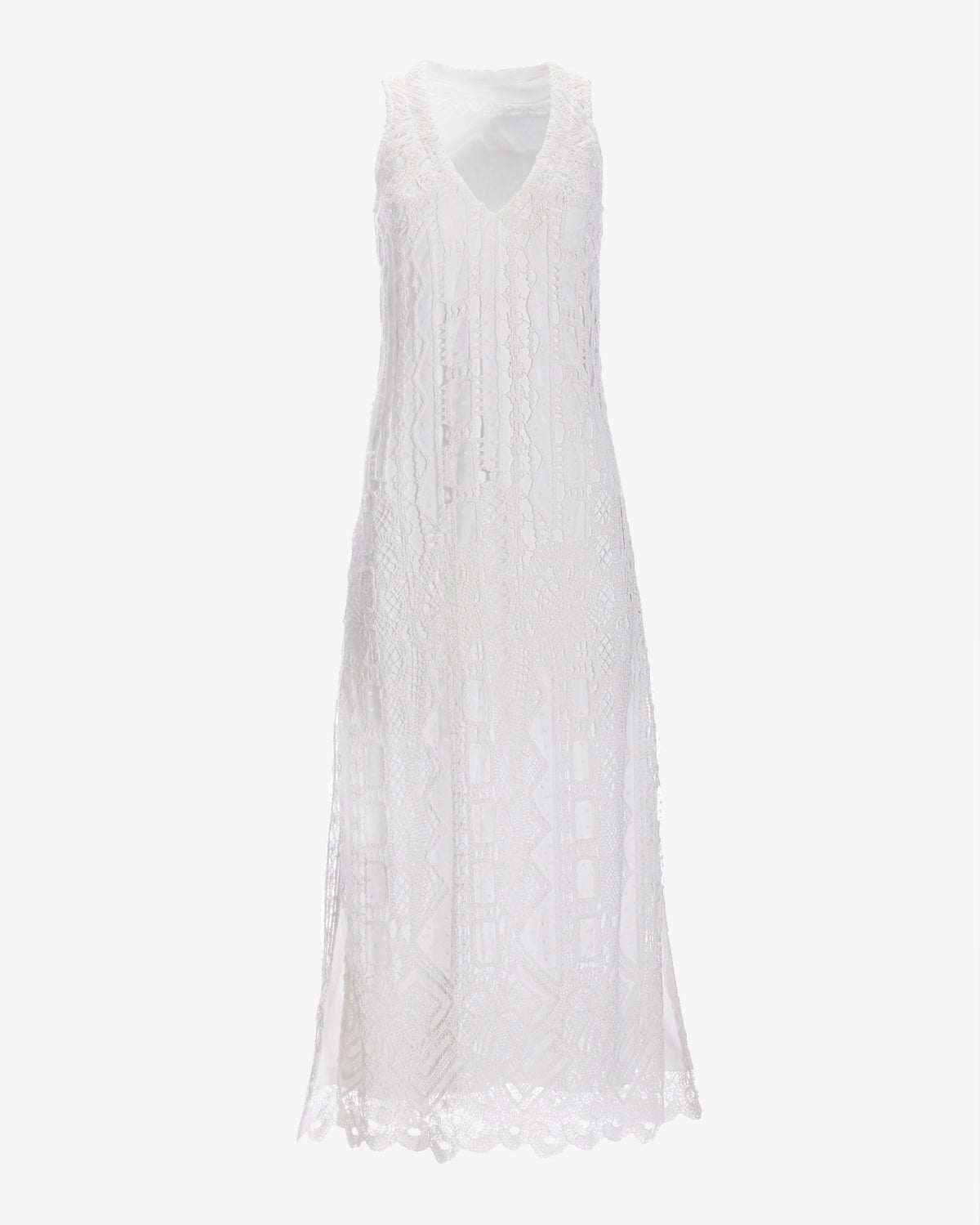 Mesh Crochet Mix Dress White