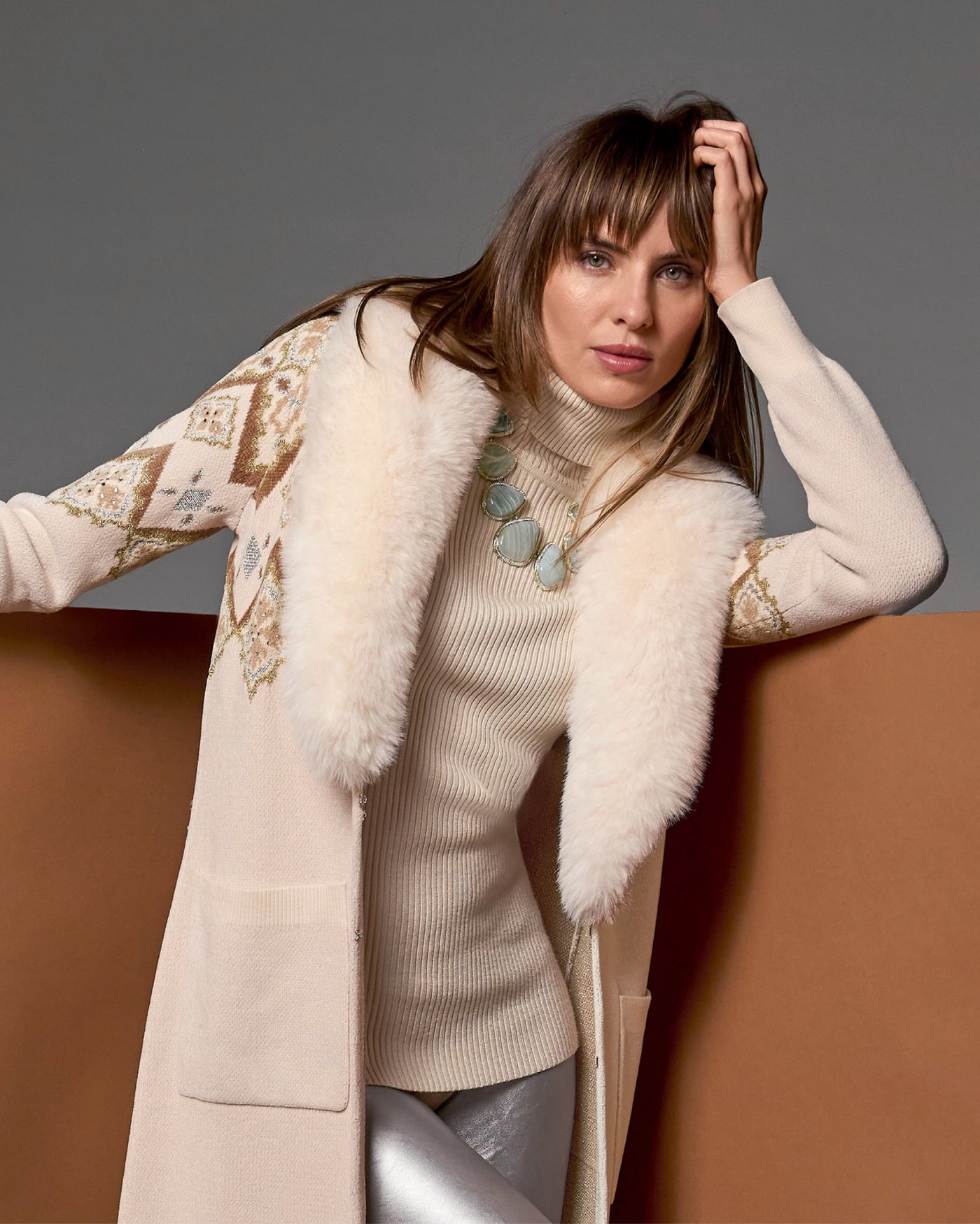 Winter Stone Statement Necklace Gold