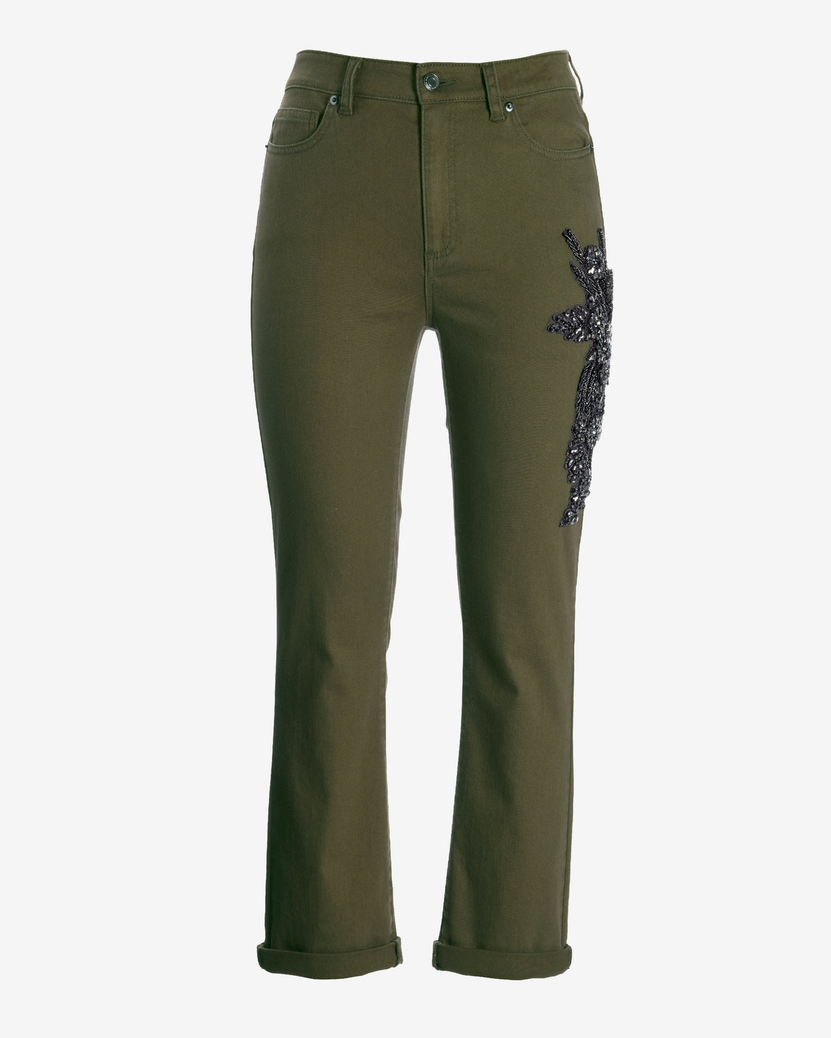 Newport Crystal Trim Tonal Jean Olive
