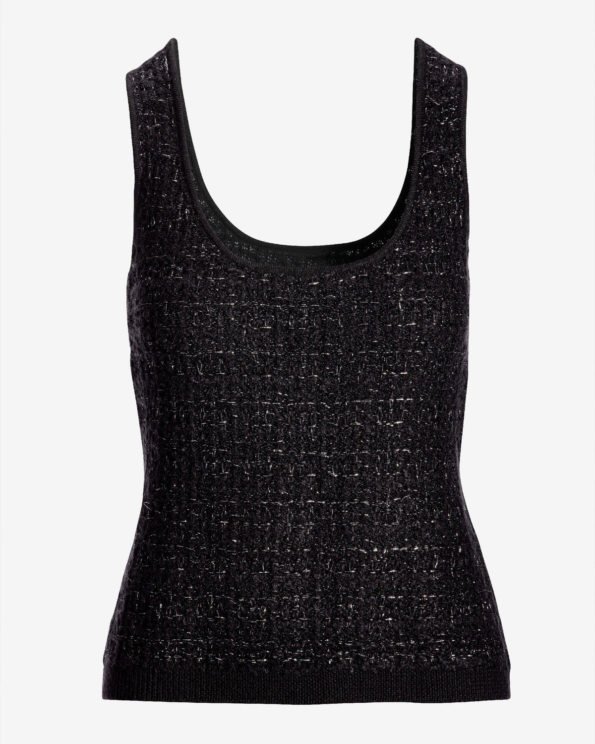Sweater Tweed Scoop Neck Tank Black/Silver