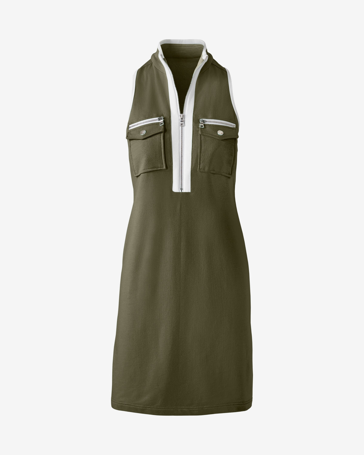 Sleeveless Chic Zip Dress Olive Night