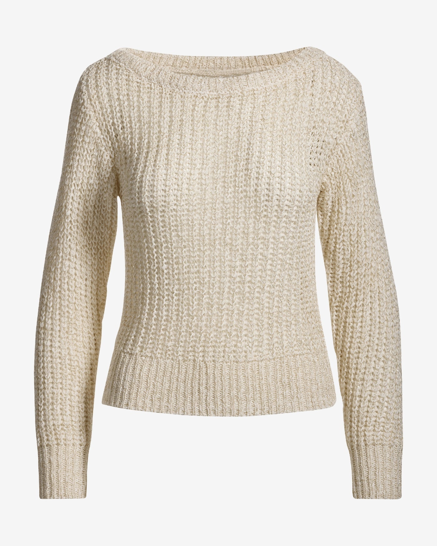 Metallic Loose Knit Sweater Off White
