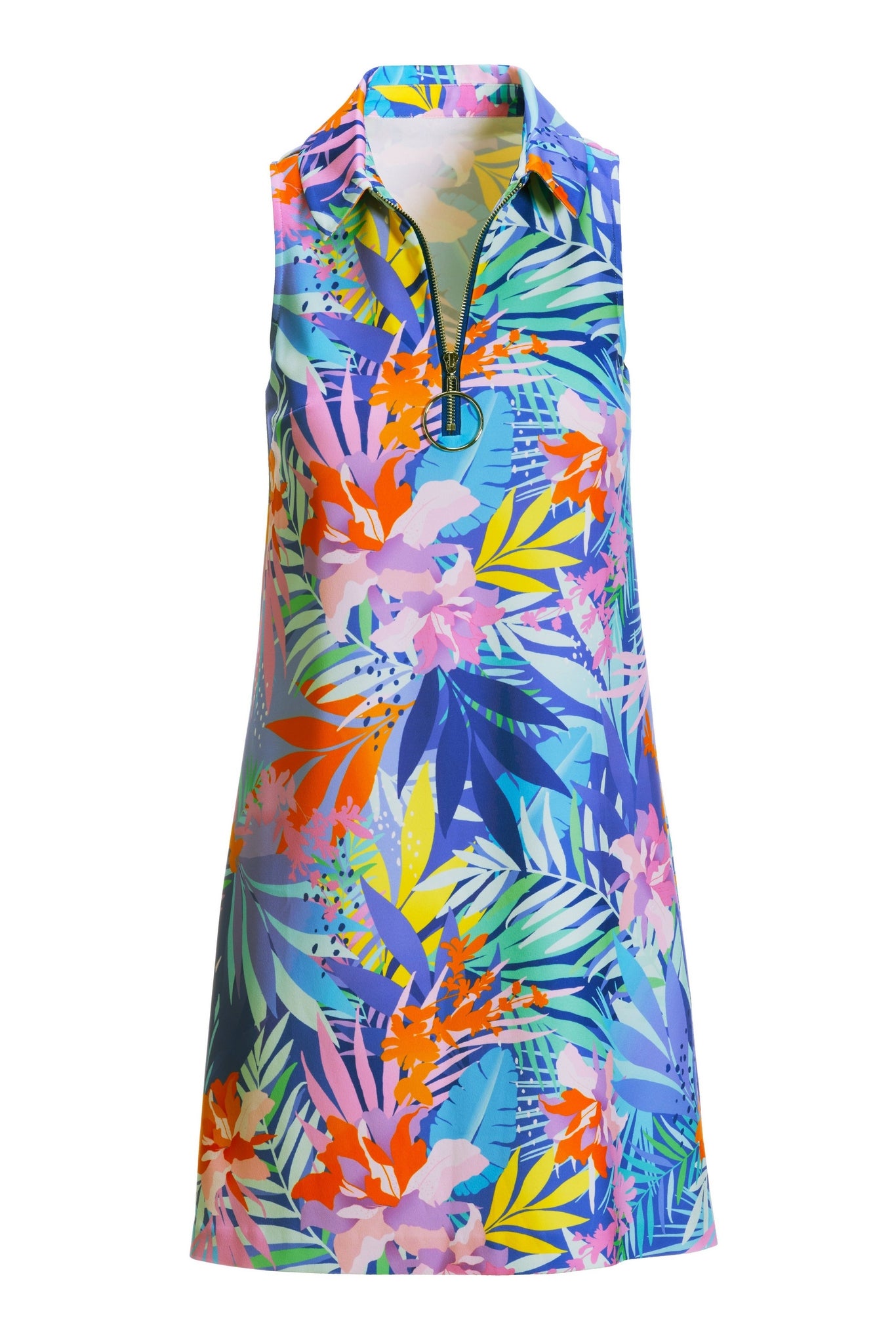 Lush Escape Collared Zip Dress Multi