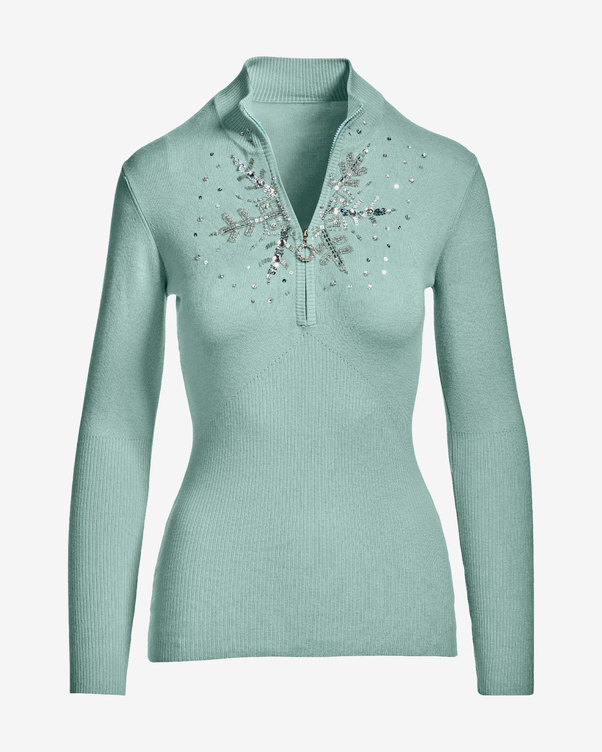 Snowflake Zip Sweater Surf Spray
