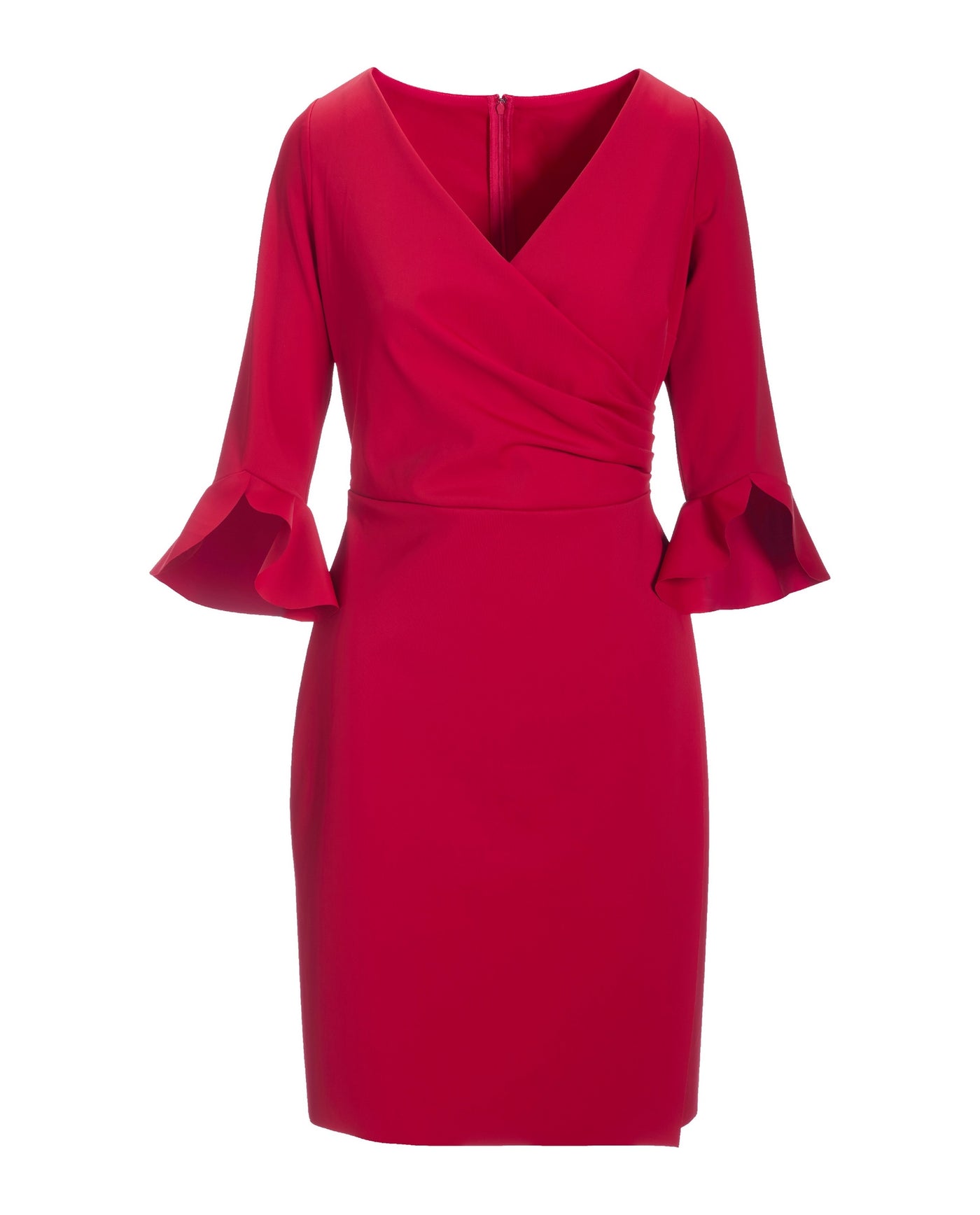 Classic Surplice Sheath Dress Racing Red