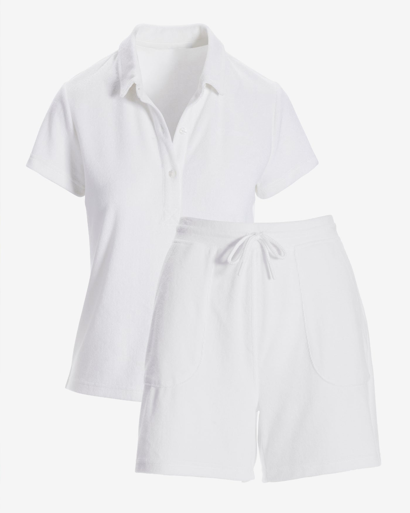 Beach Terry Polo Sport Short Set White