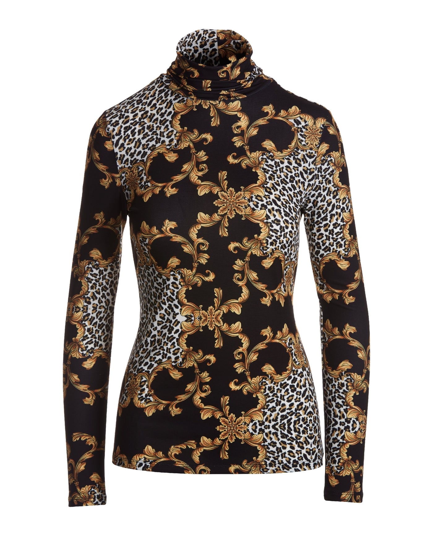 Status Animal Turtleneck Top Black Multi