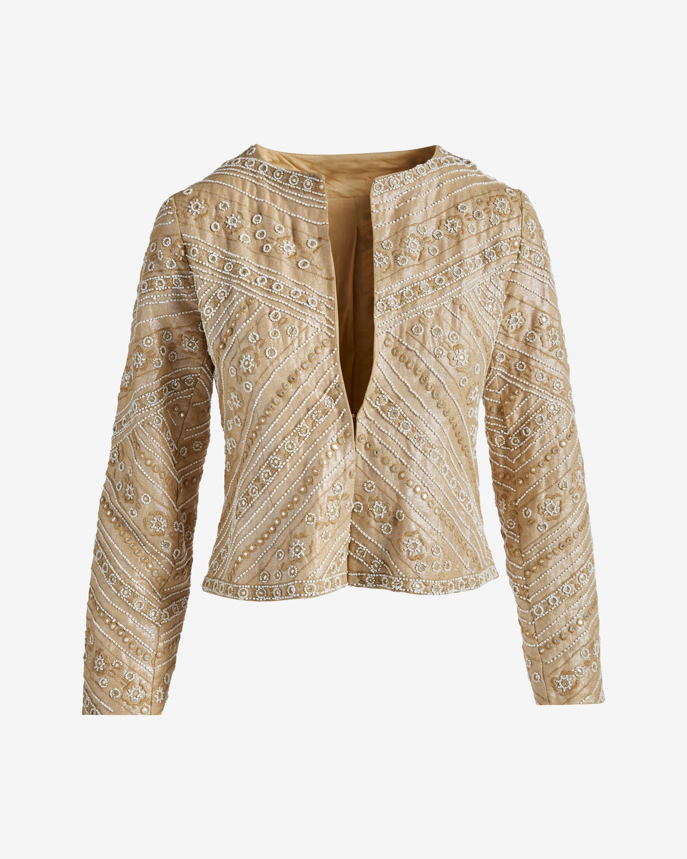 Embroidered Linen Mirror Jacket Gold