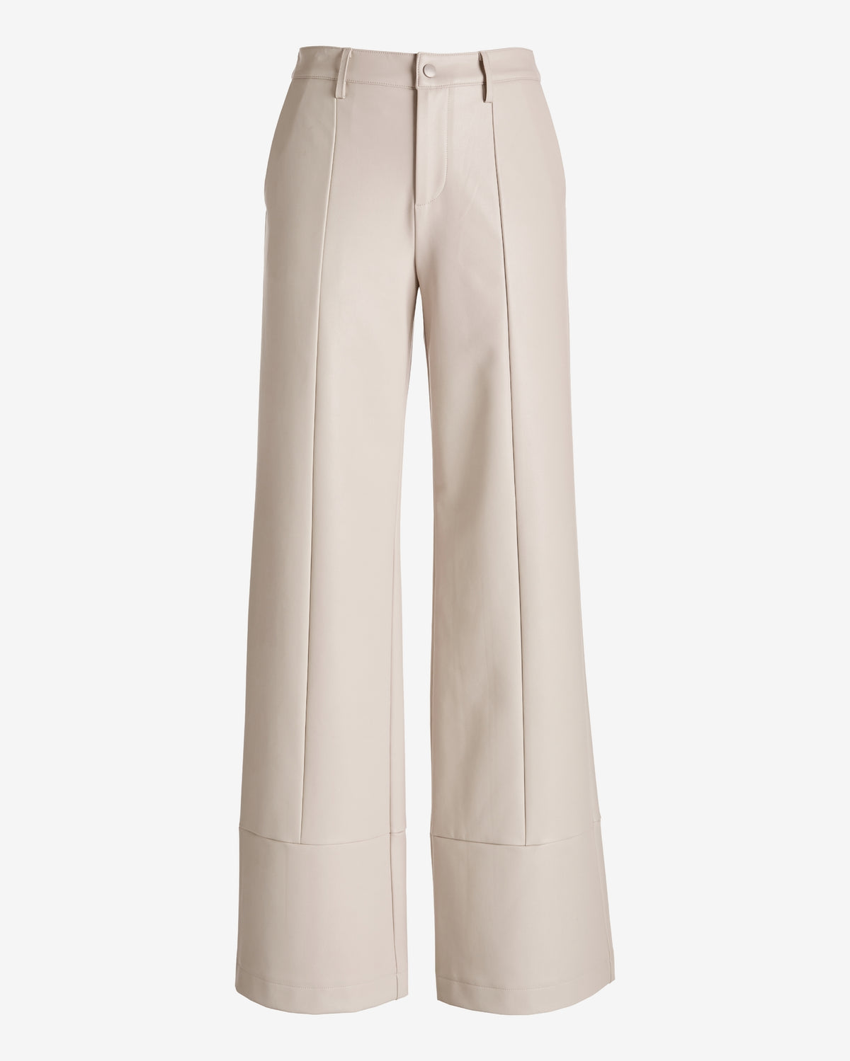 Faux Leather Wide Leg Pant Cream