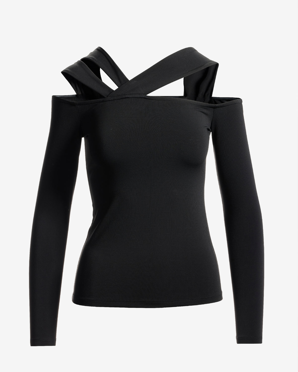 So Chic Strappy Cold Shoulder Top Proper Black