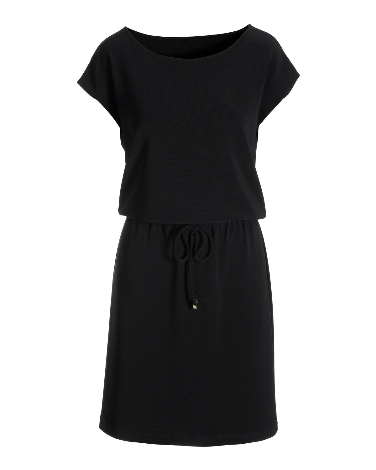 Beyond Travel Drawstring-Waist Short Dress Jet Black