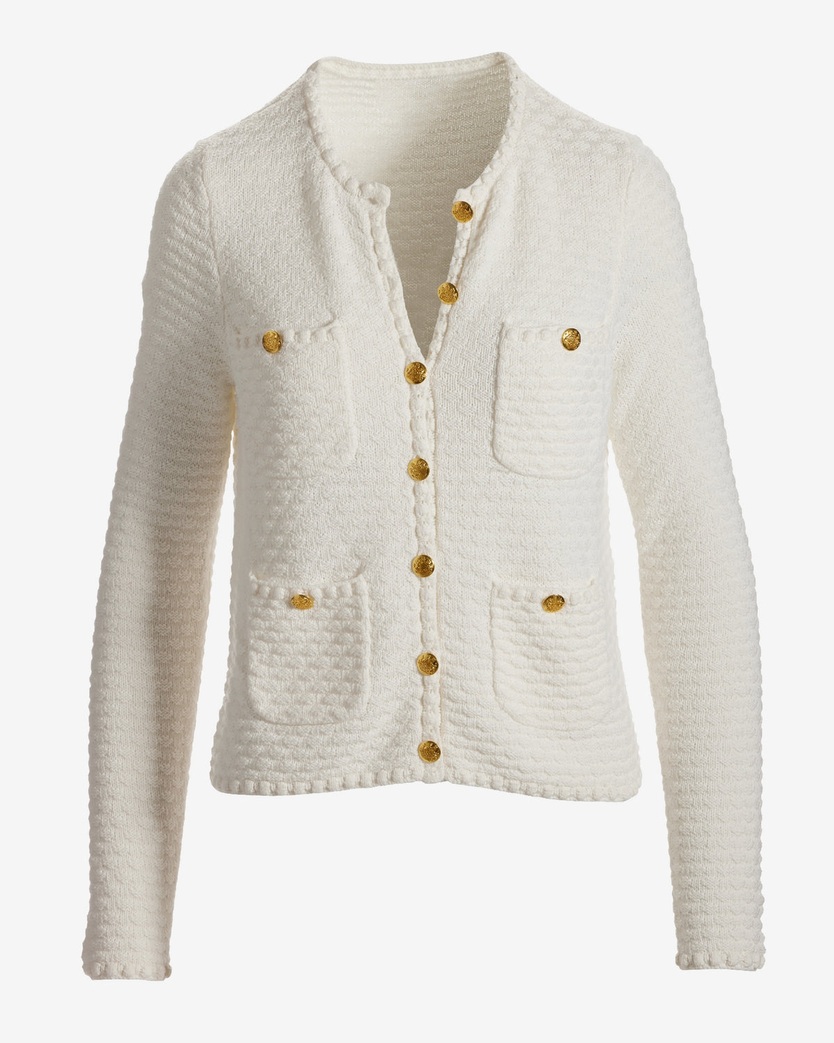 Button Detail Pocket Sweater Cardigan Off White