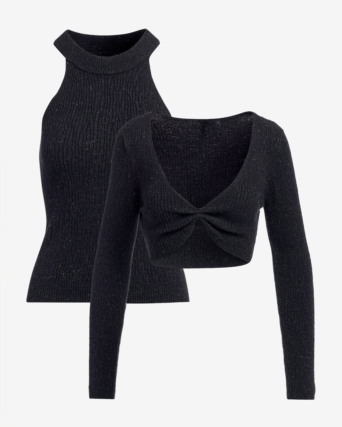 Cutout Ruched Sweater Set Black