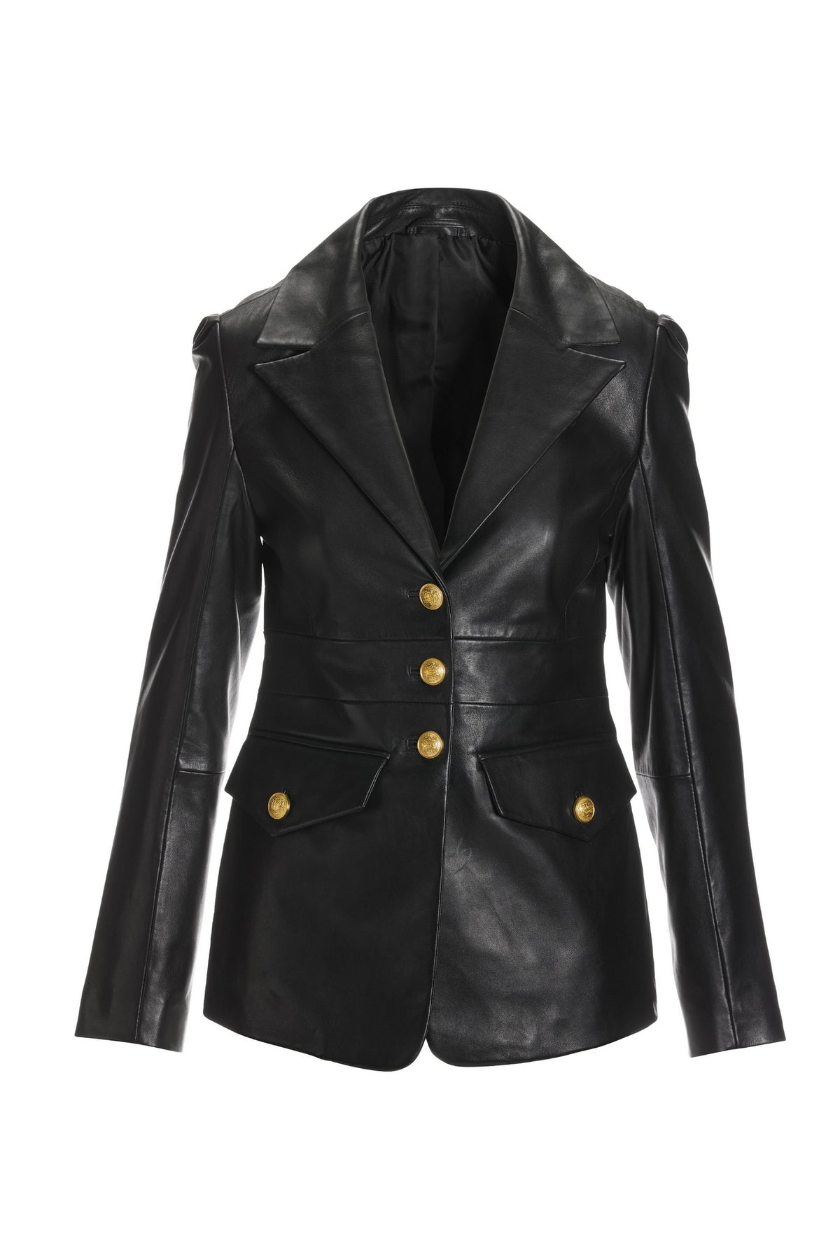 Leather Modern Single Breasted Blazer Black