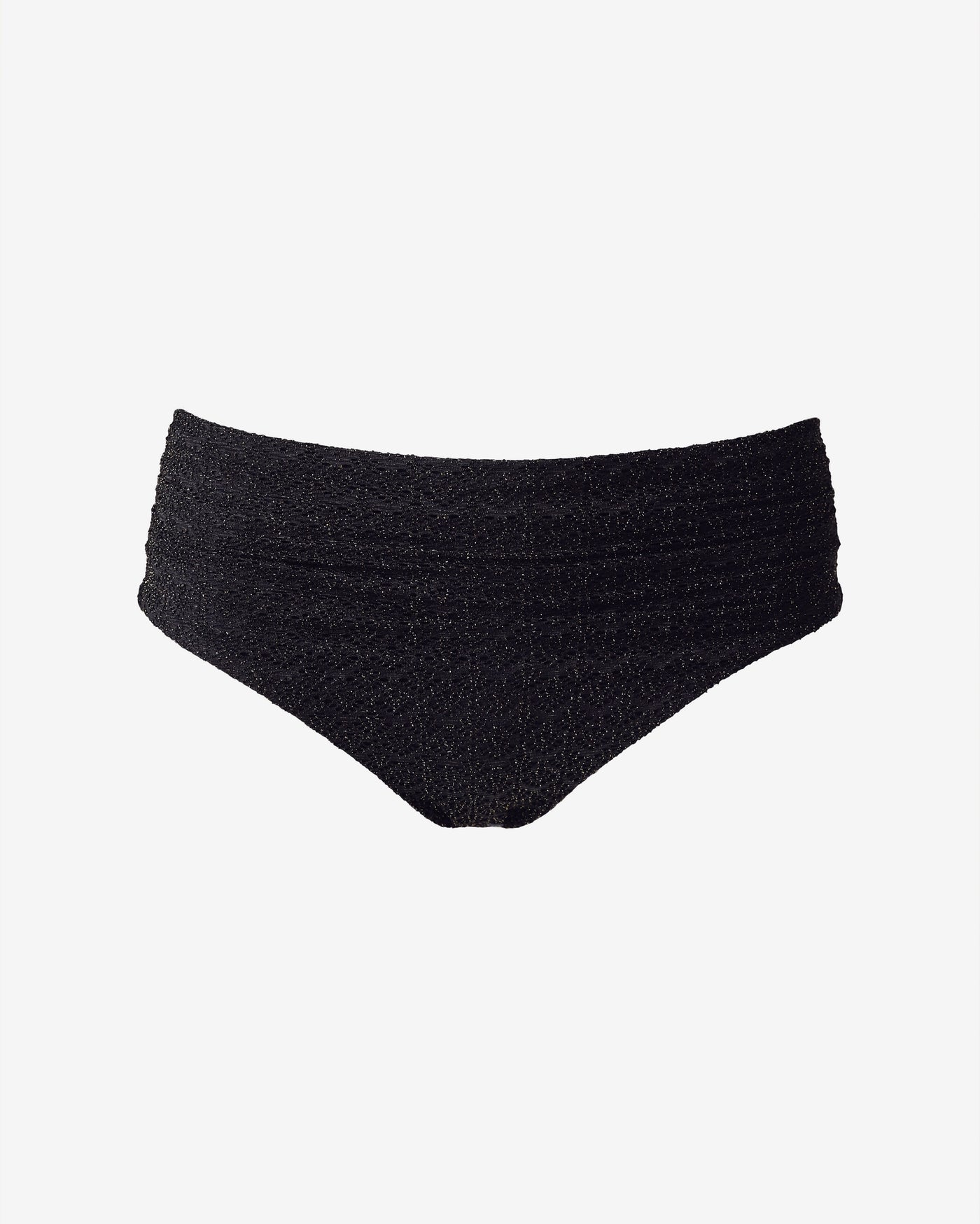 Swim Sense Metallic Crochet High-Waisted Bikini Bottom Black